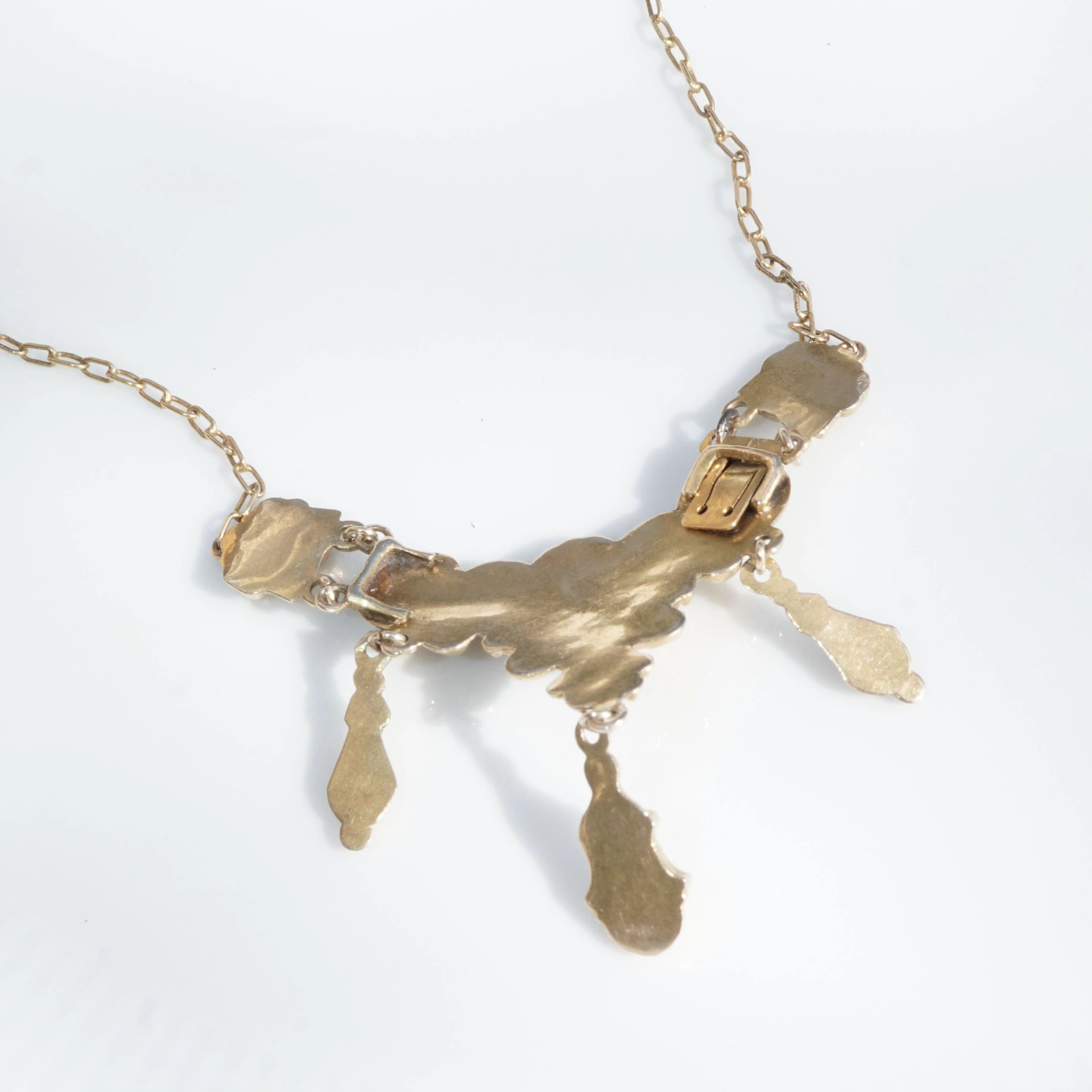 Biedermeier Necklace around 1840 rolled Gold on Silver with Chain in 585 Yellow Gold Karfunkelmania