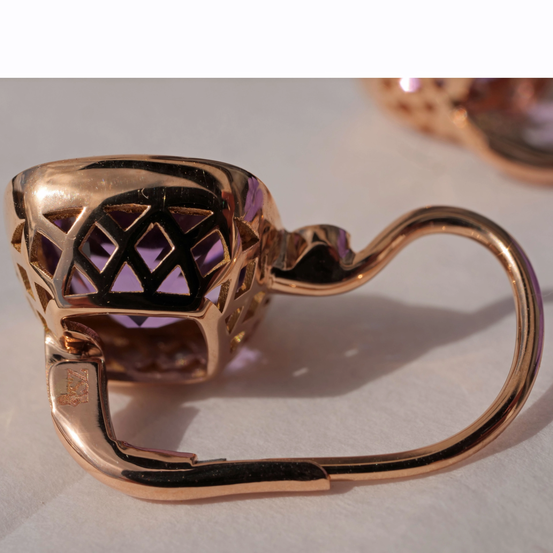 Earring with Amethyst and Diamonds...modern Setting...High End italian Jewelery 
