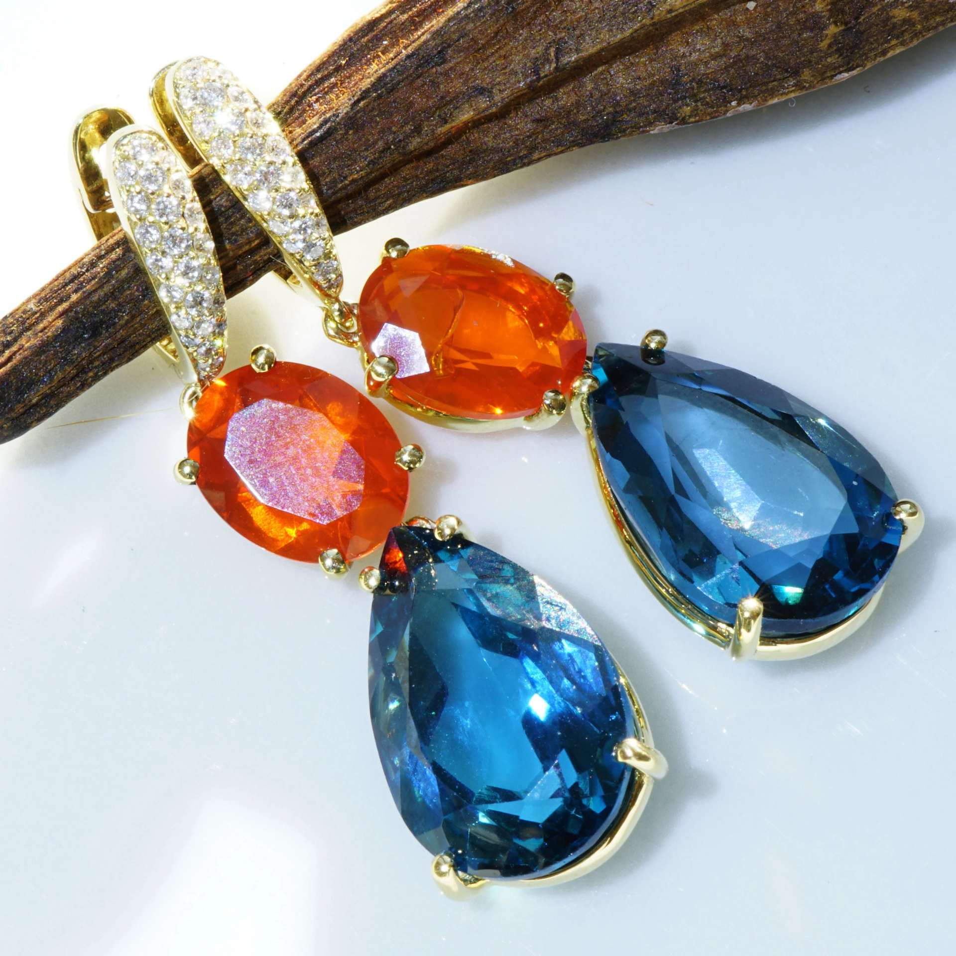 Topaz Fireopal Brilliant Earrings...Quality Earjewellery...Wow Colors
