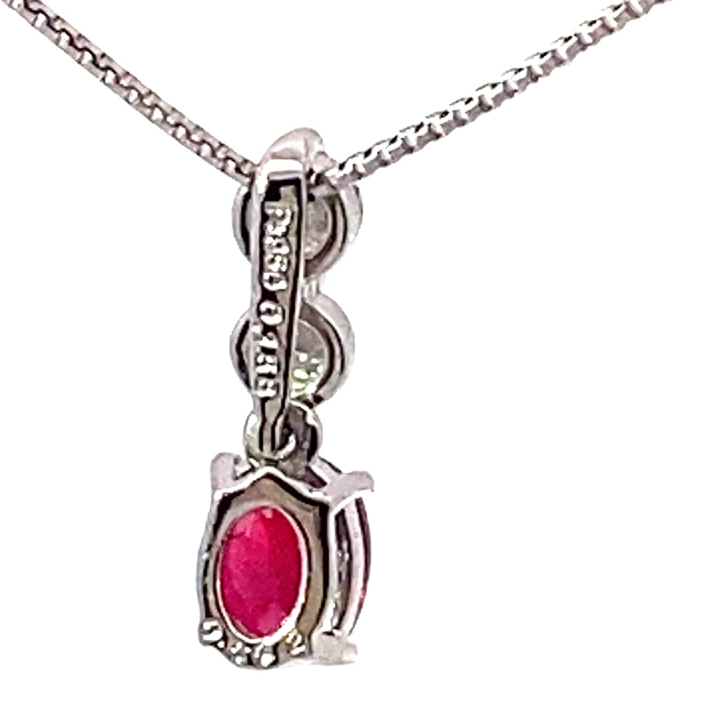 Ruby Solitaire Brilliant Petit Necklace 0.542 0.158 950 and Chain in 850 Platinum TOP Quality