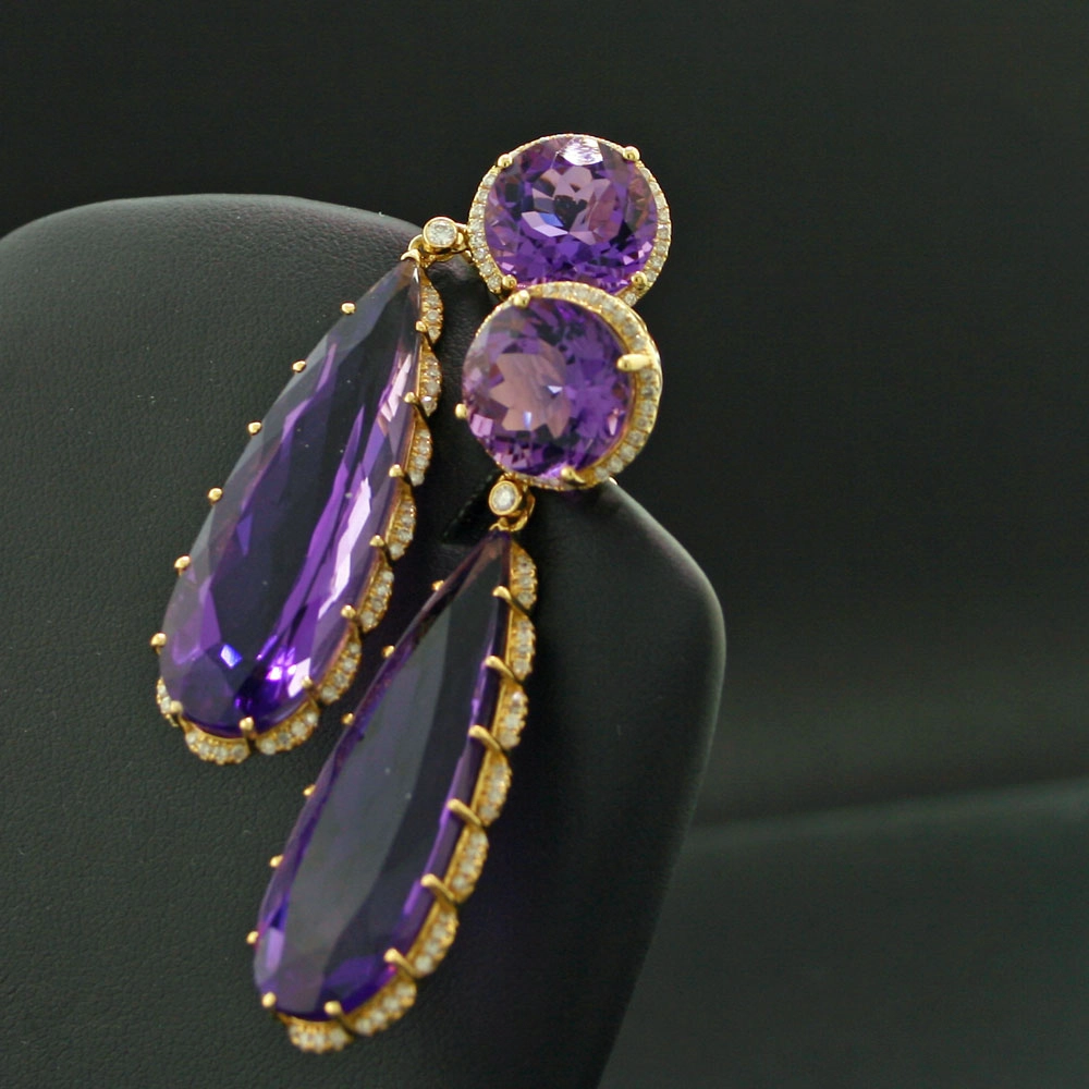Amethyst-Brillant-Ohrstecker/Clip, 750/-GG., SW 5190.-EUR