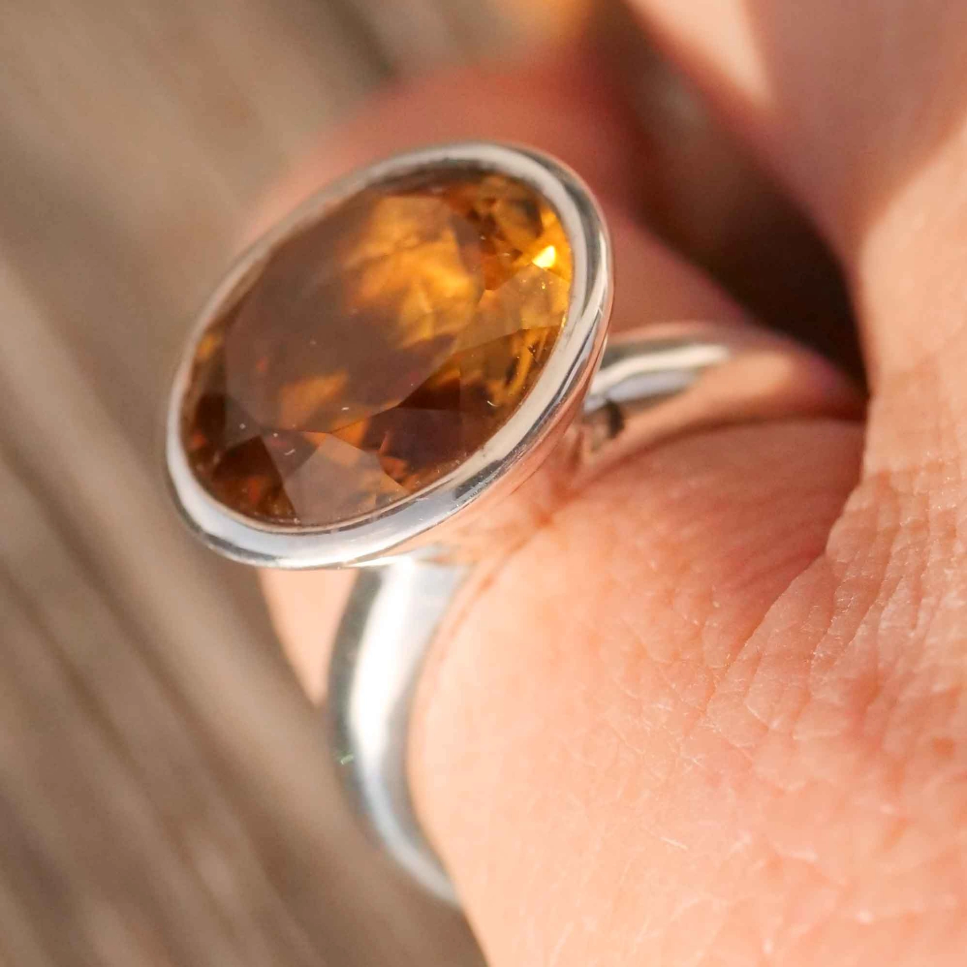 Chilango Ring in solid 925 Silver with great Rock Crystal