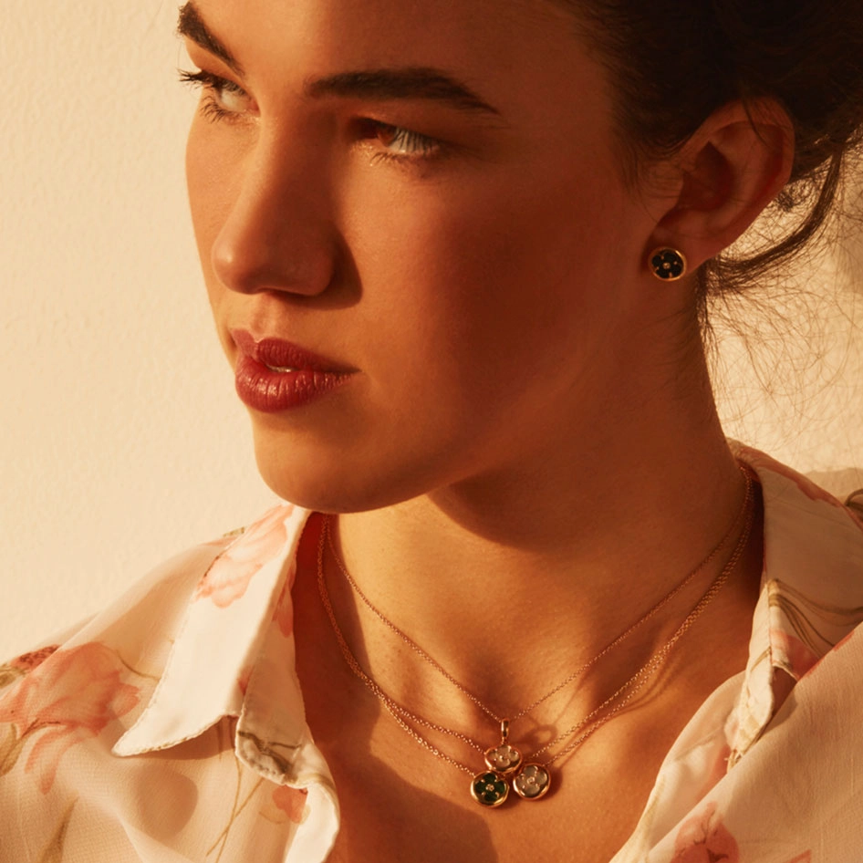 Cloverleaf Pendant with Brilliants 750 Rose Gold made in Italy