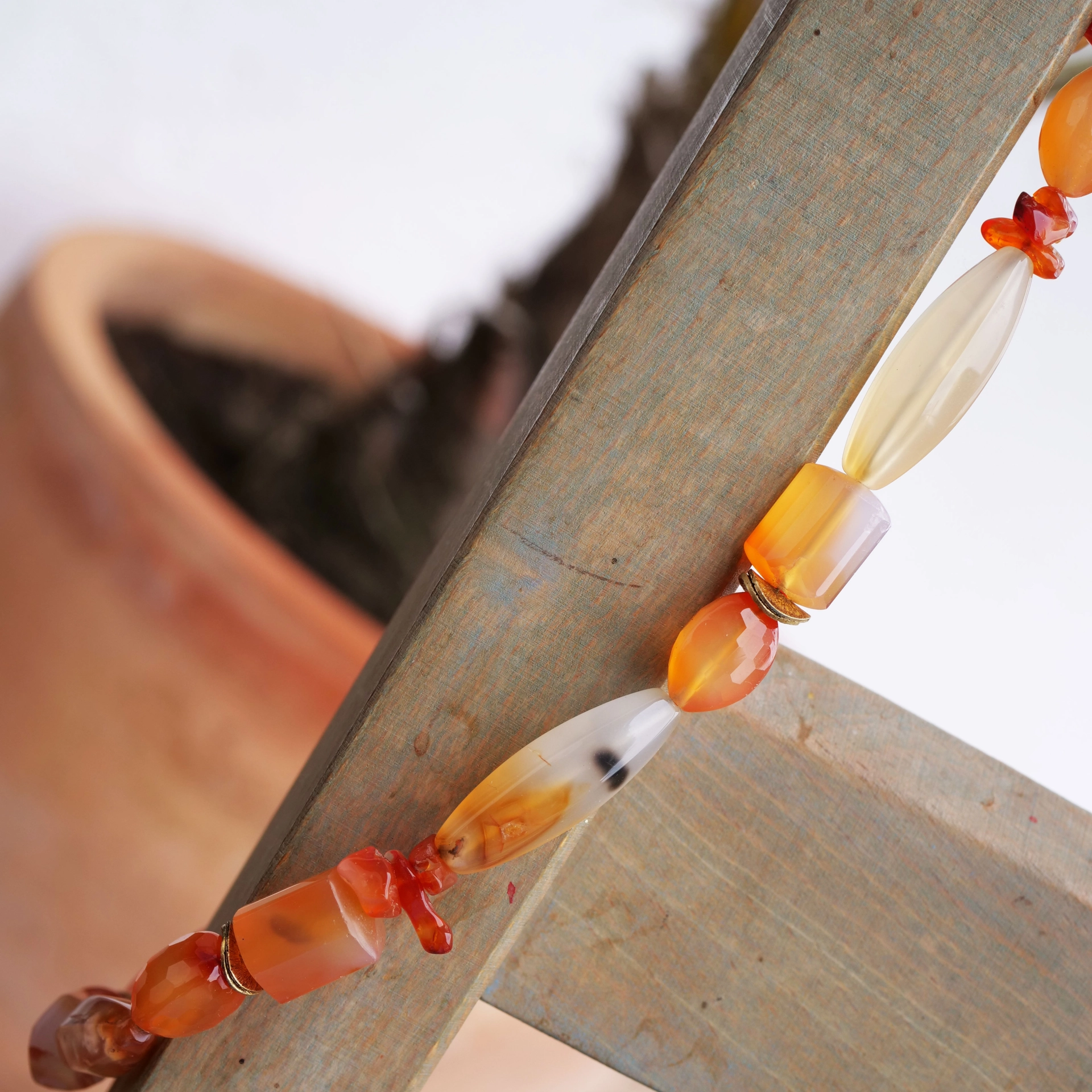 Carnelian Necklace, Bracelet and Earrings individually composed great color