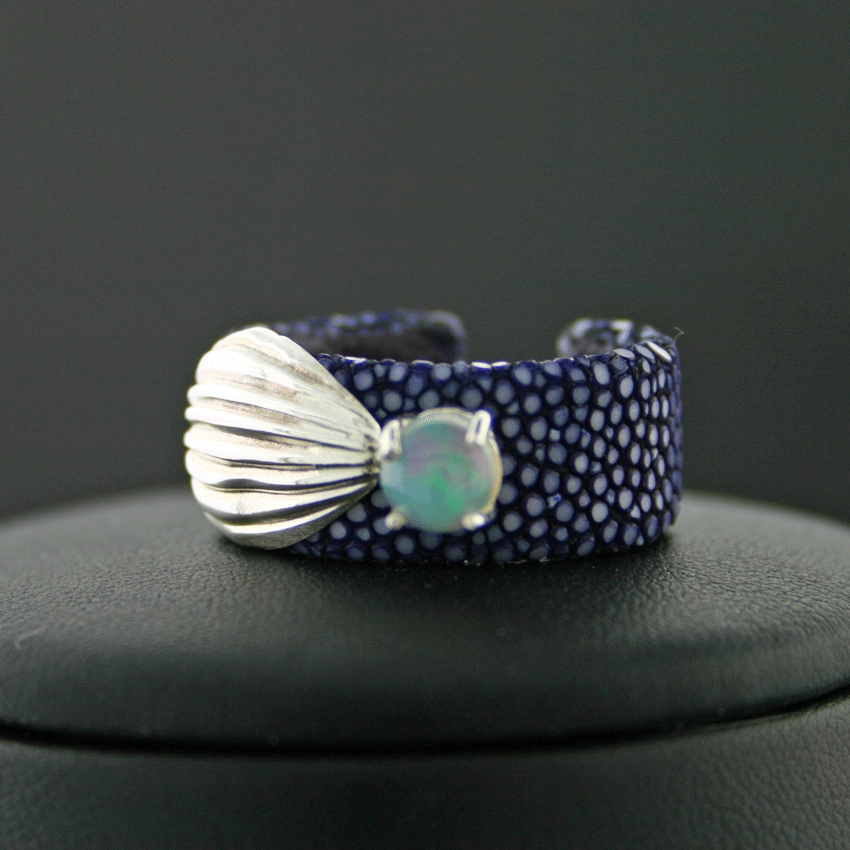 Opal-Rochenhaut-Ring, 925/-Silber