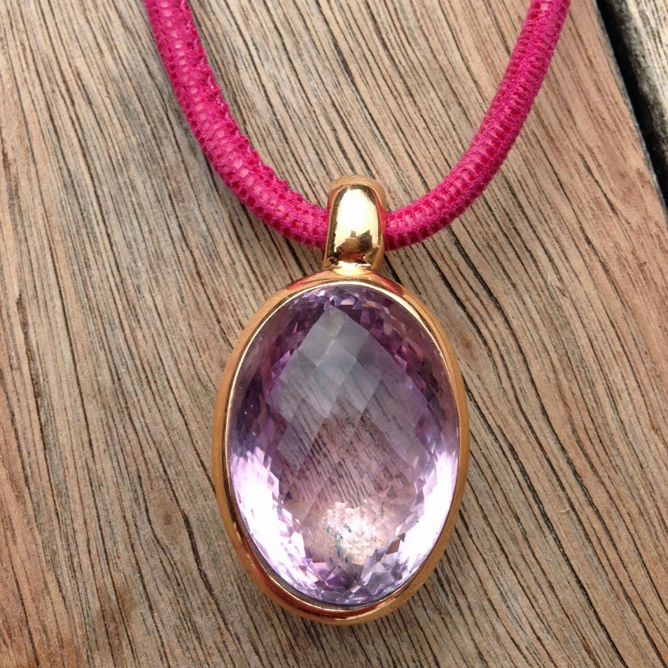 Amethyst-Anhänger, 925/-Silber/rosevergoldet,Handarbeit
