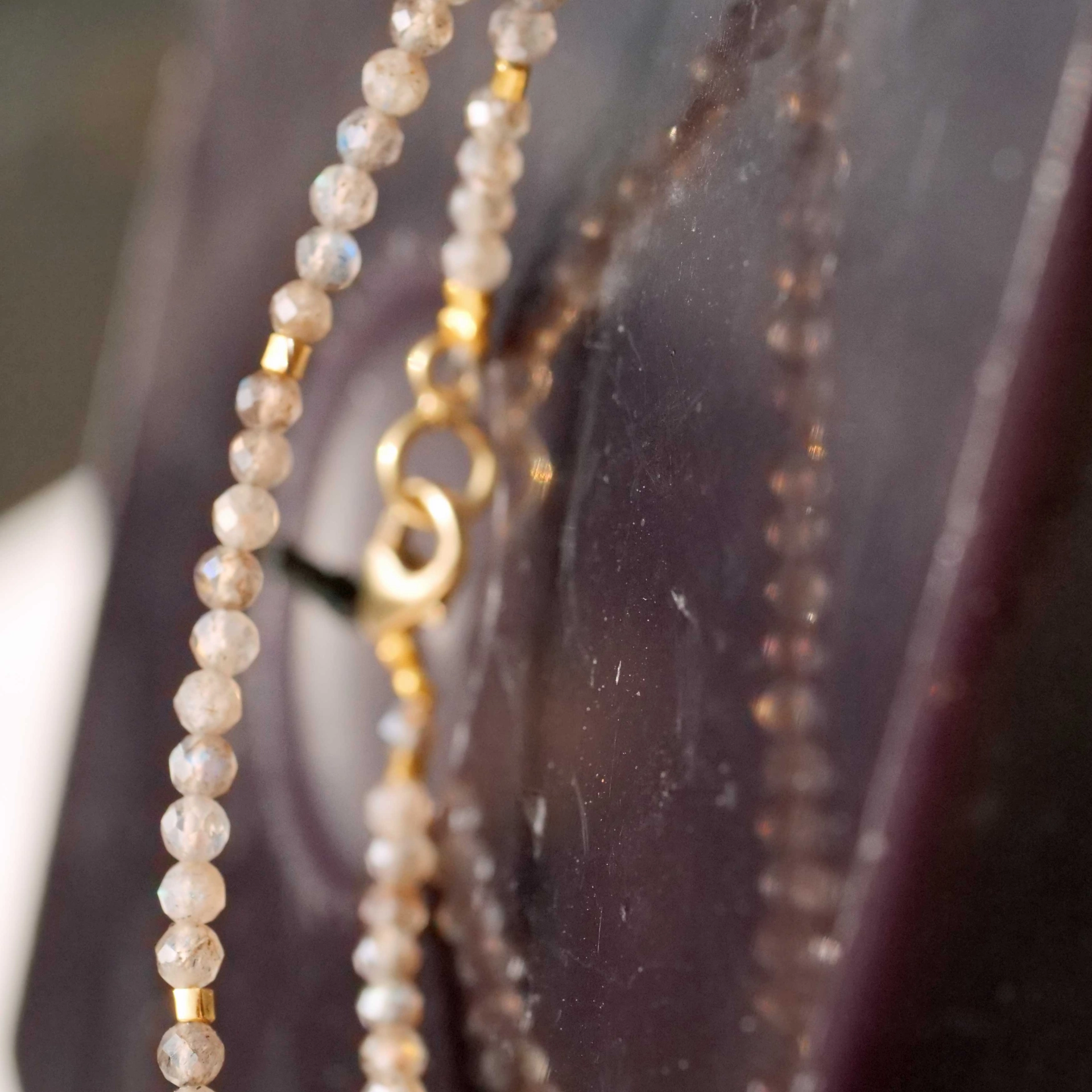 Labradorite Necklace with handmade Balls and elements in 585 and 900er Finegold ...so pretty