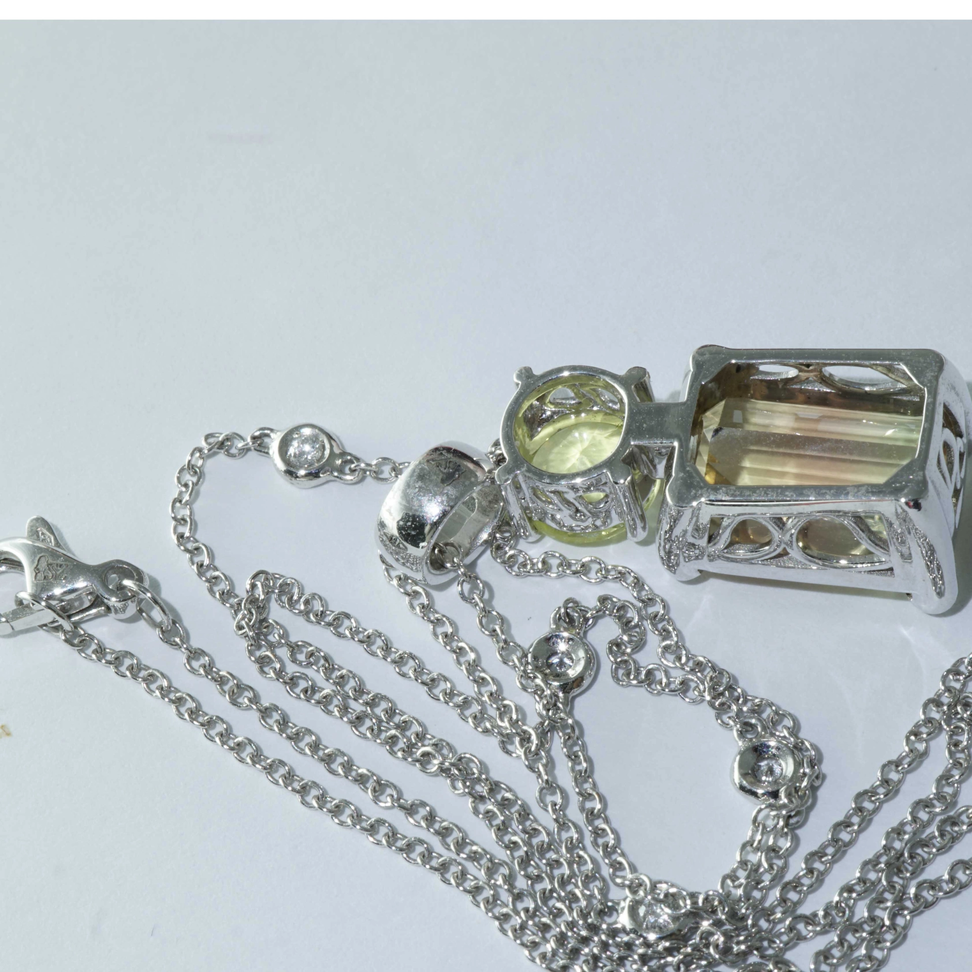 Tourmaline Chrysoberyl Brilliant Pendant in 750 White Gold yellow orange Bicolor 8 ct Africa/Congo