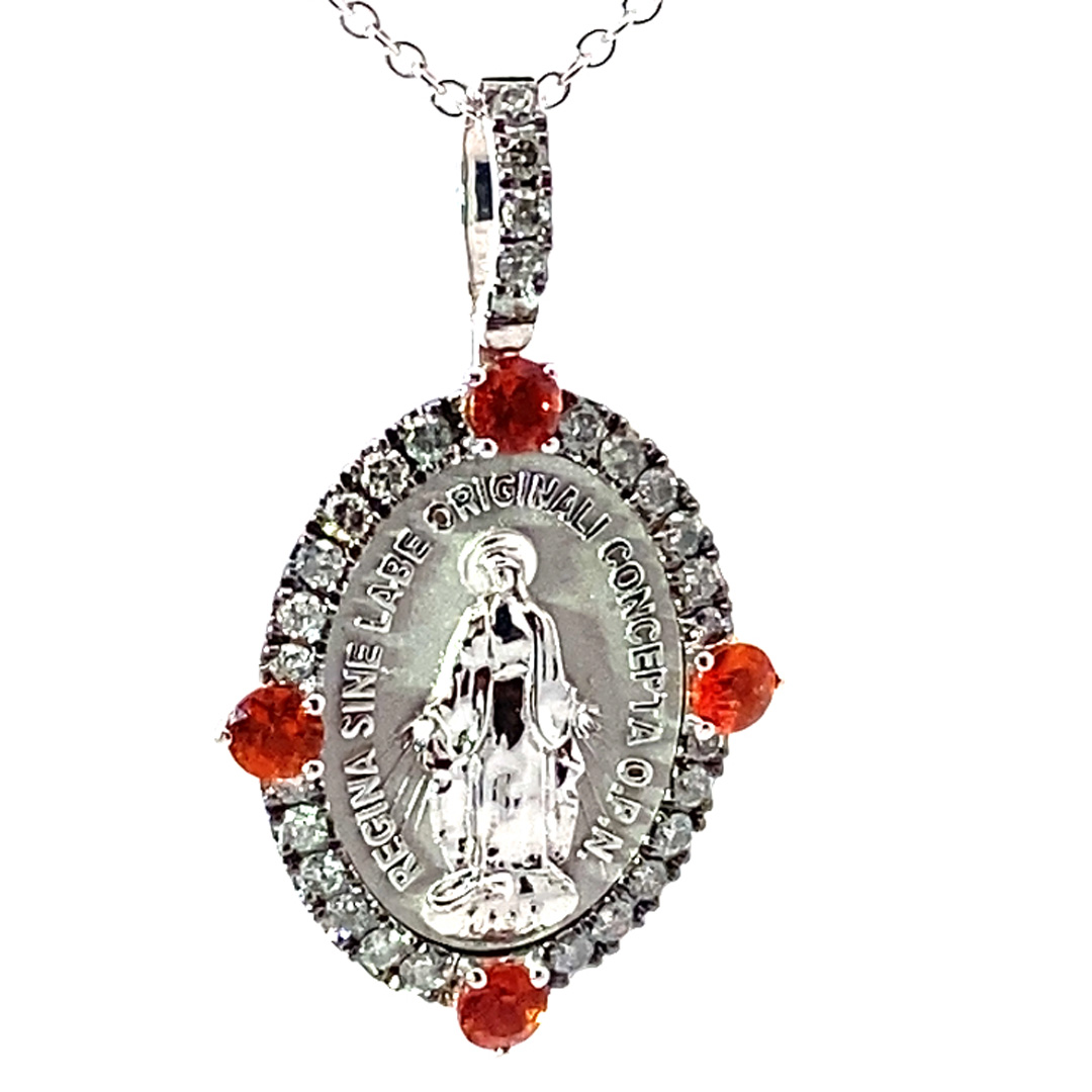 Very Chic Saphire Brilliant Madonna pendant made in Italy bright orange Color 33 x 20 mm