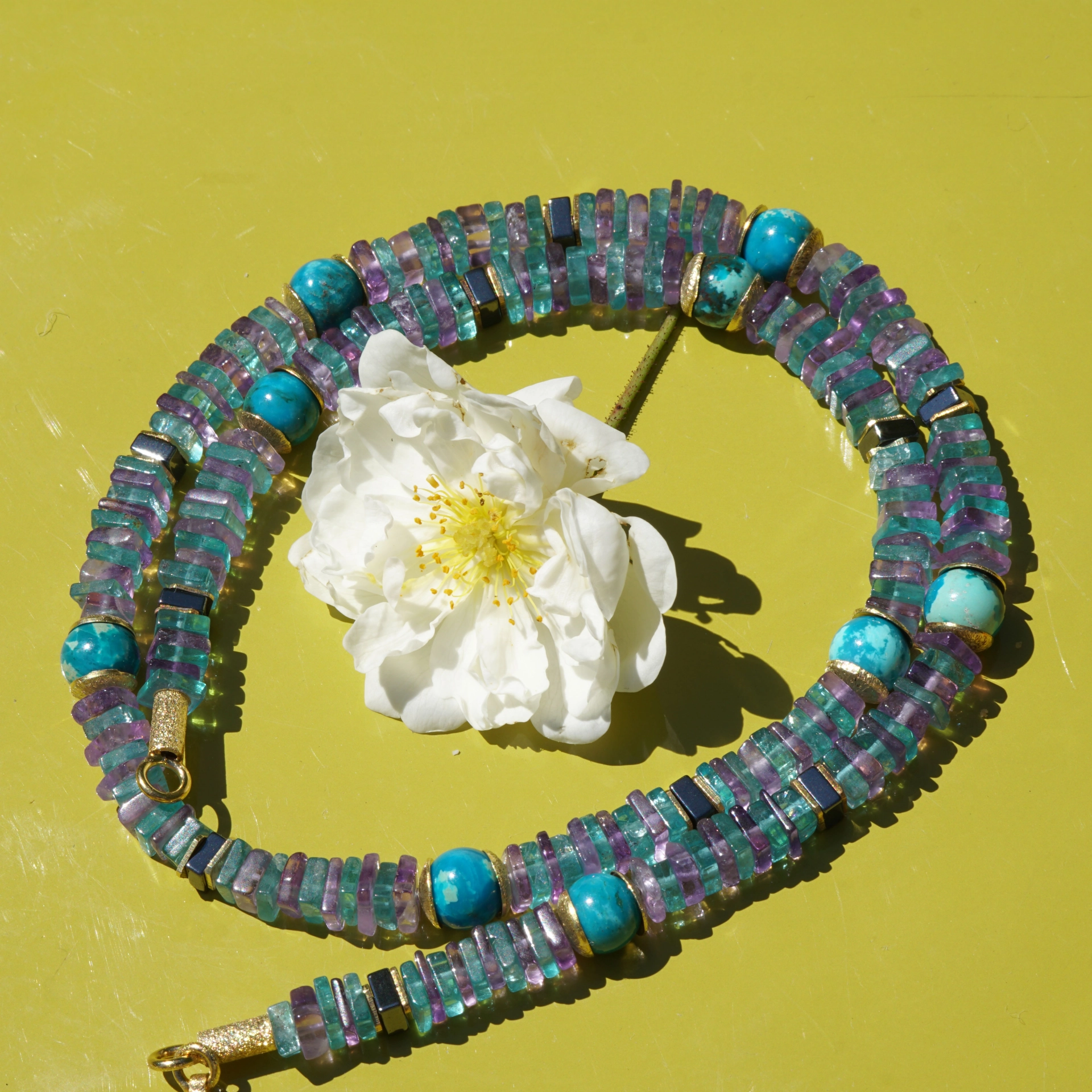 Apatite, Amethyst and Amazonite Necklace....what a Color!