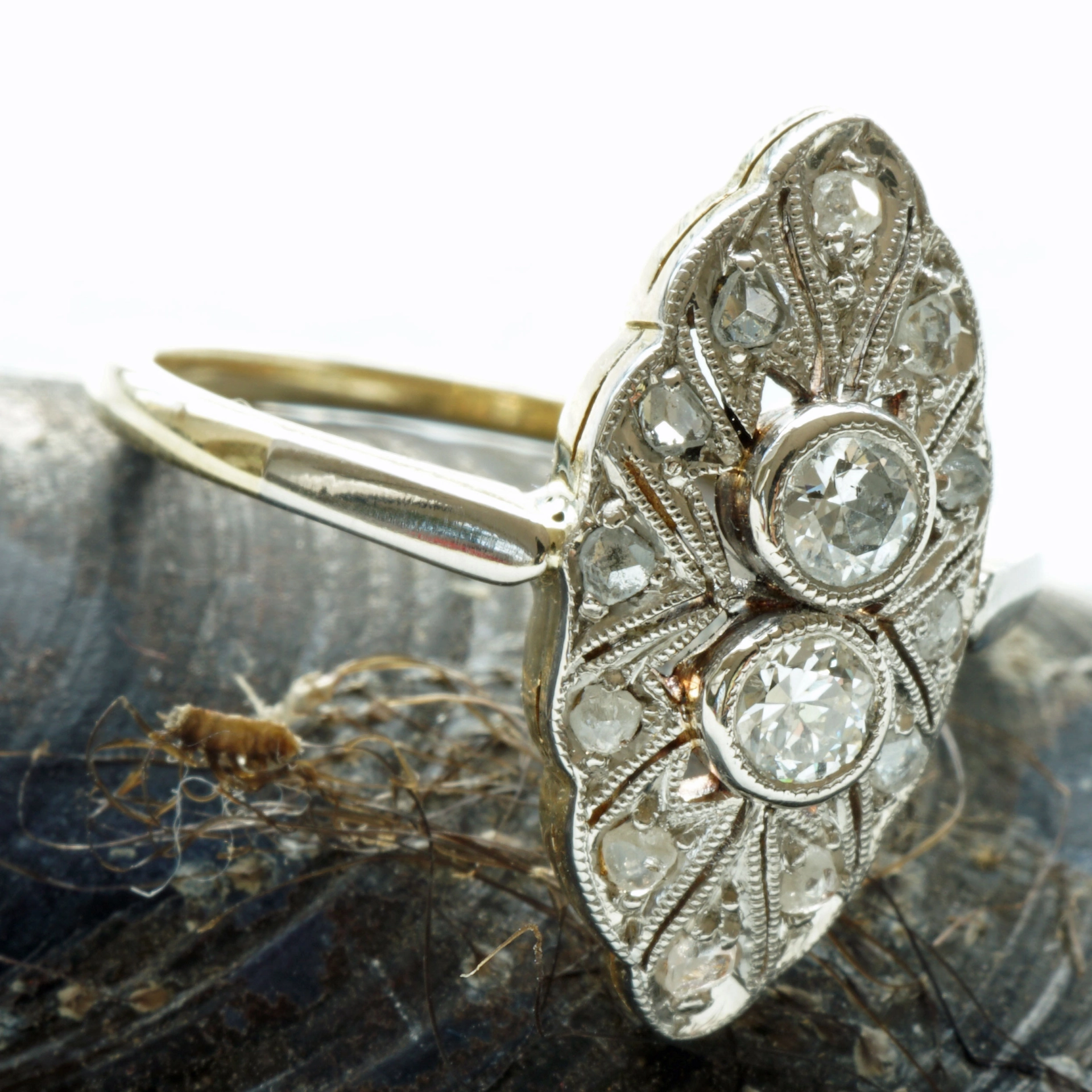 Art Deco Ring 1920-1930...Palladium and Diamonds...so elegant