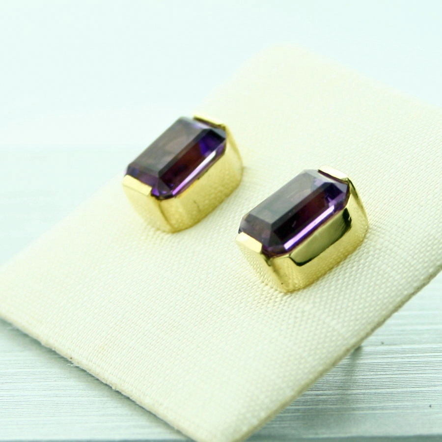 Amethyst-Ohrstecker, 585er-Gold,14 kt Gelbgold