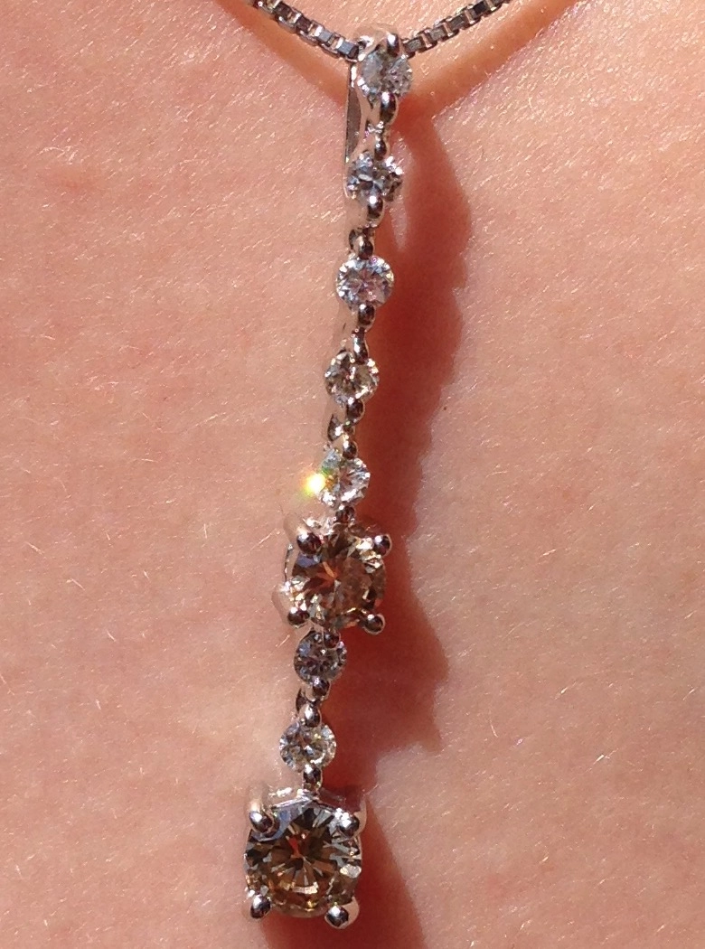 Zweifarbiger-Brillant-Anhänger mit Kette-0.50 ct-750er-Weißgold
