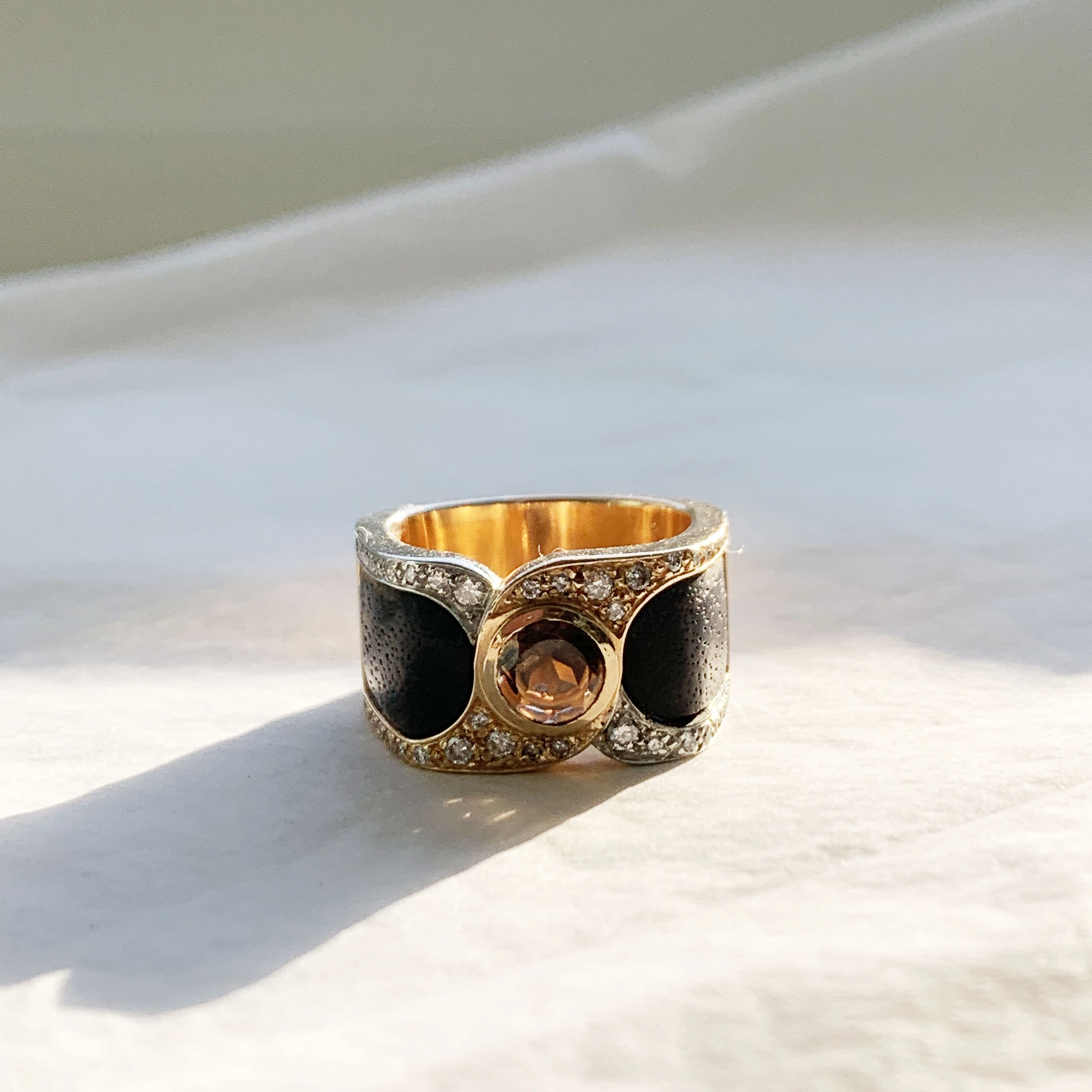 Goldsmith Hightlight..Ebony, Diamonds and Smokeyquartz...18kt Gold