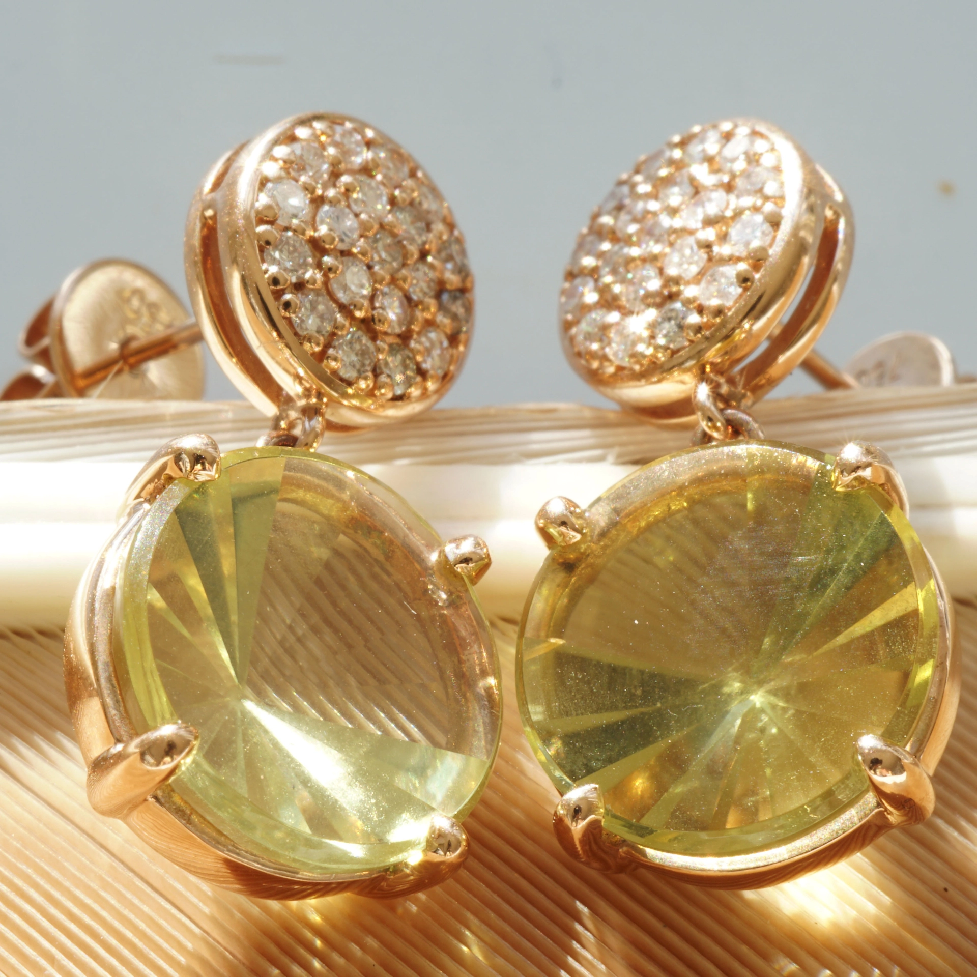 Mastercut Lemonquartz Diamond Earrings....cool modern Style