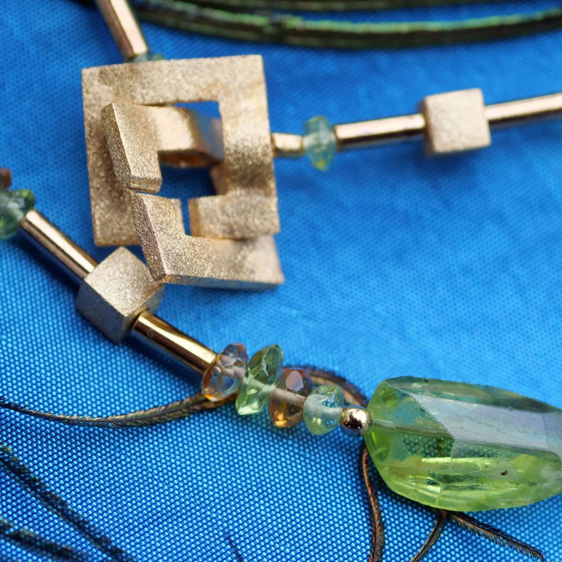 Peridot Citrin Collier 925er Silber vergoldet Handarbeit Traumkristalle