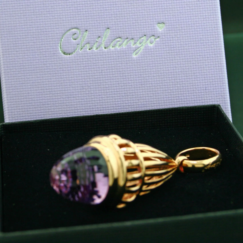 Chilango Anhänger  Fairytale mit Amethyst in Kuppelform 925er Silber/goldplated