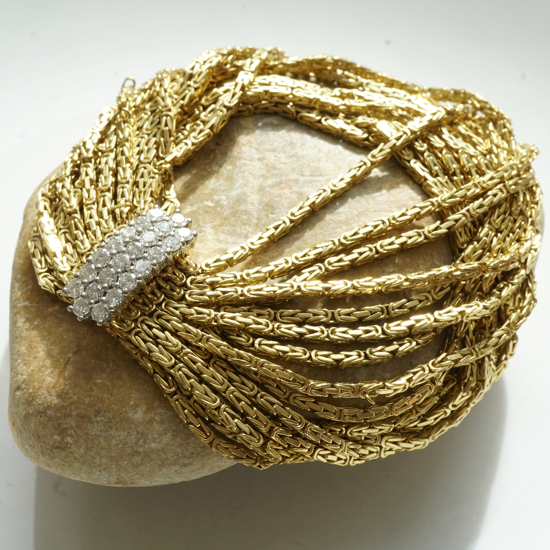 Brillant Armband Vintage 60er 1.0 ct 91 Gramm 750er Gelbgold Weissgold 18,5 cm Länge