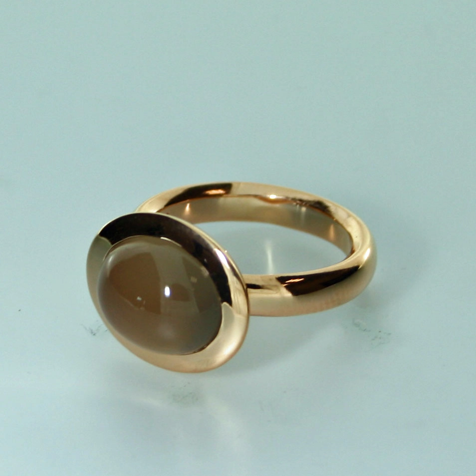 Chilango Ring Calzedony 925 Silver rose goldplated modern shape 17 mm Rw