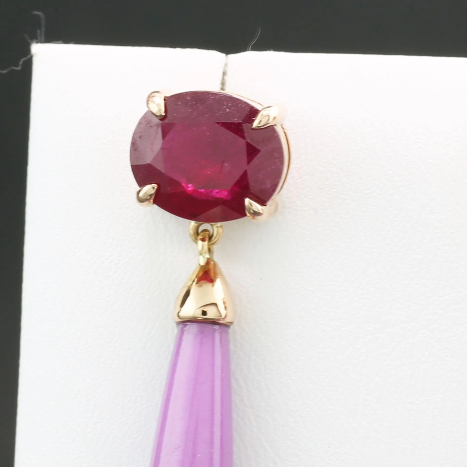 Rubin Heterosit Ohrhänger in 750er Rosegold