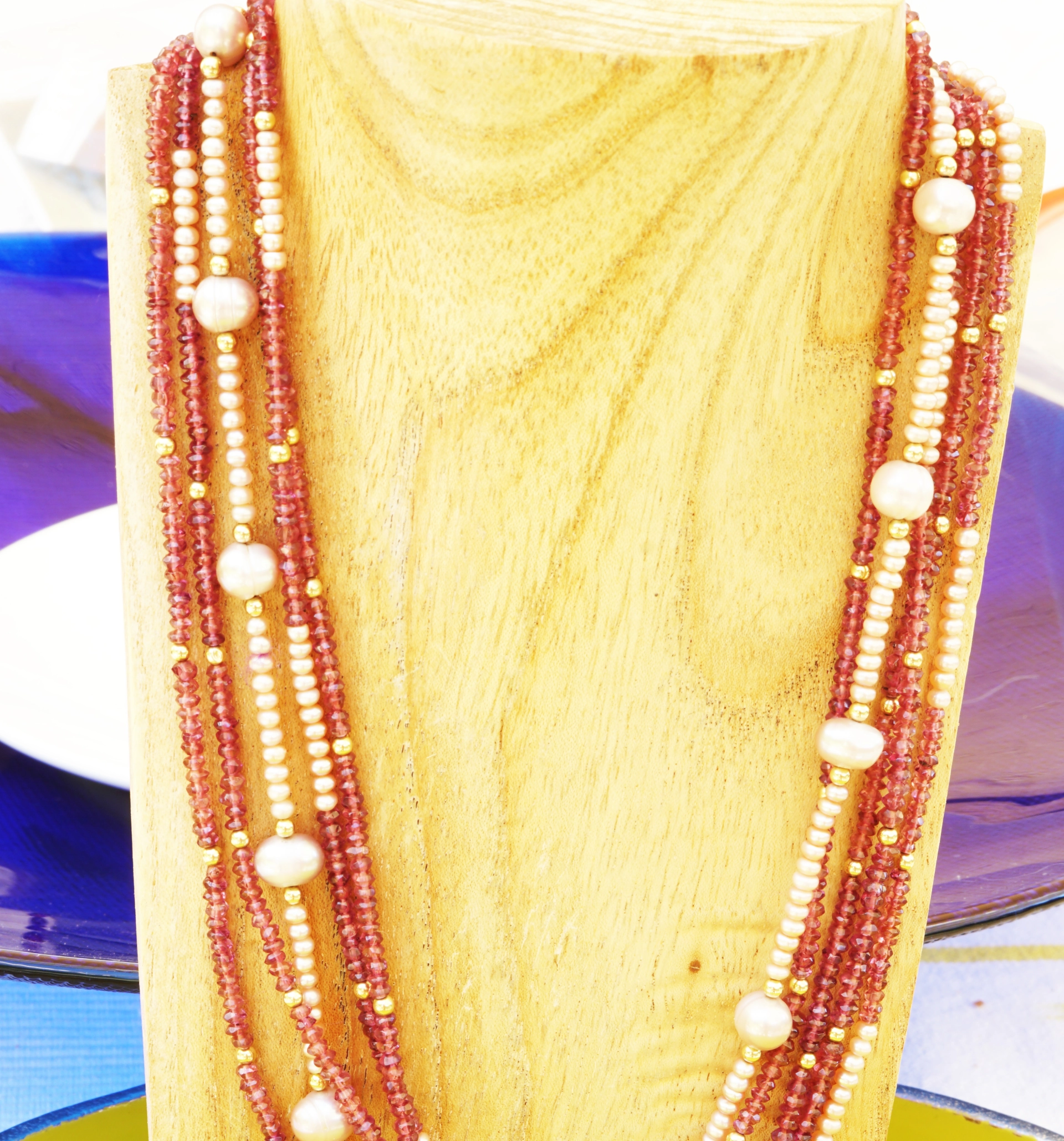 Turmalin Zuchtperl Collier 585er Gelbgold Einzelanfertigung von privat 45 cm