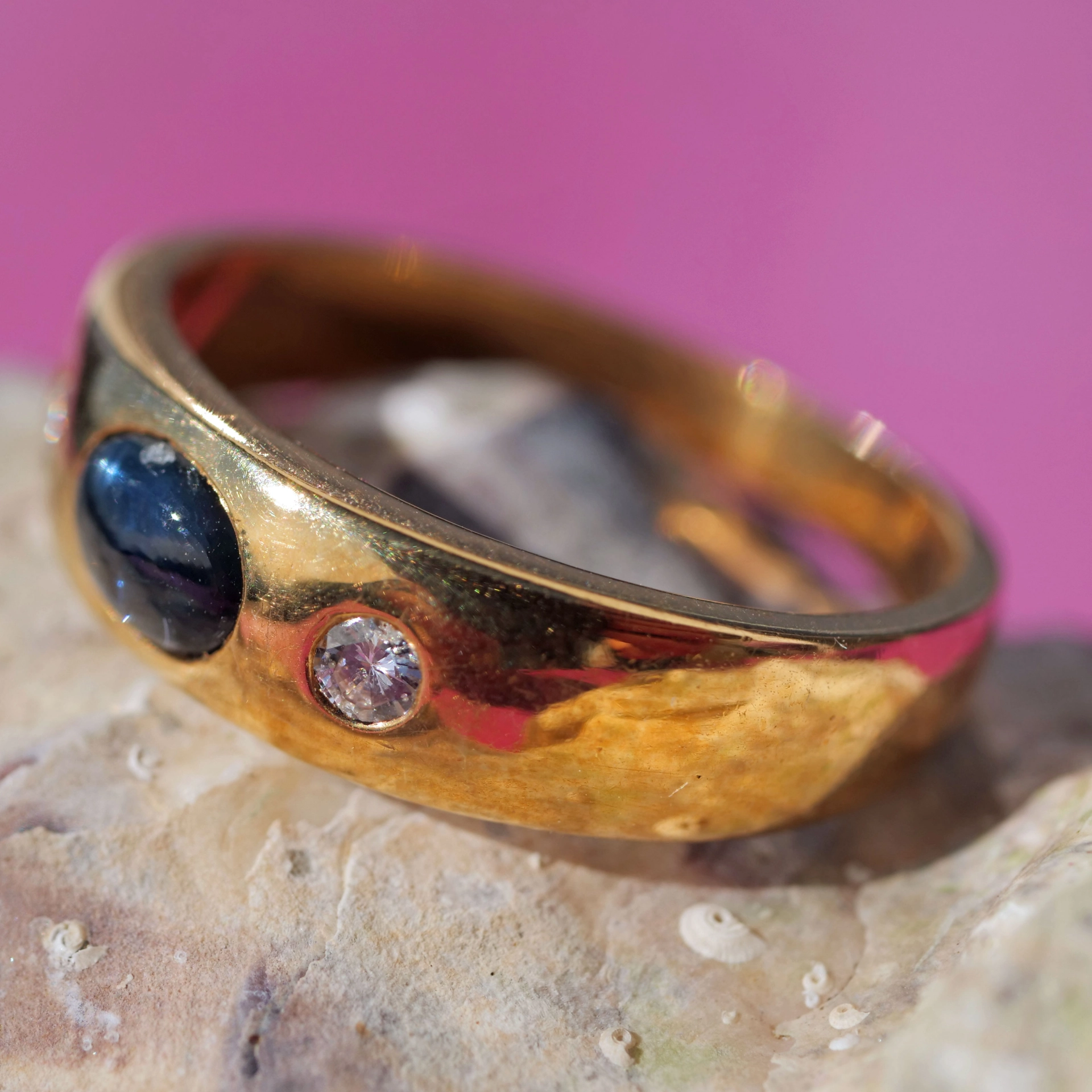 Emerald Saphire Ruby Brilliant Rings 18 kt Yellow Gold new and handmade