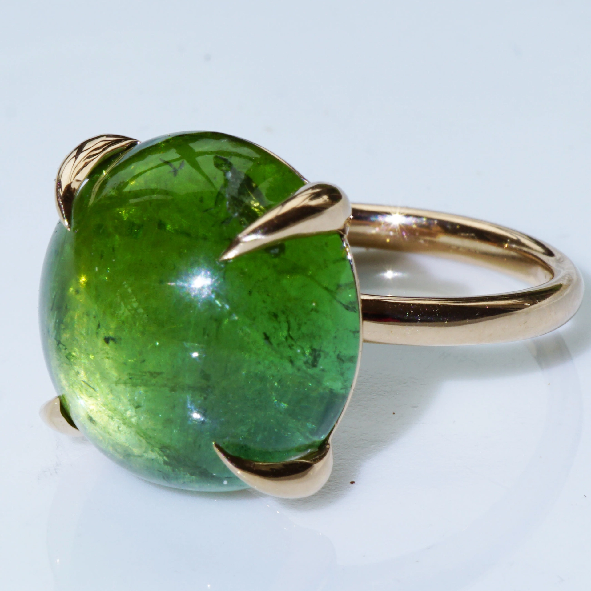 Tourmalin Ring 18 kt Rosegold green-blue Bubble