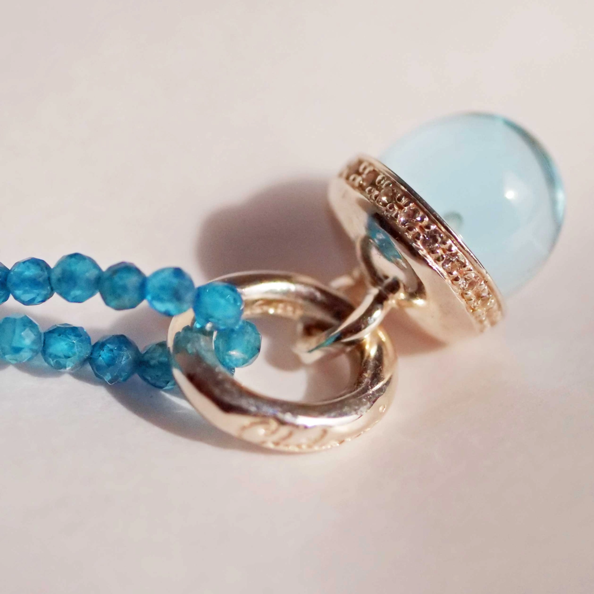 Blue Topaz Pendant Drop Shrine with white Zircons from the Lifestyle Jewelry Manufacturer Chilango