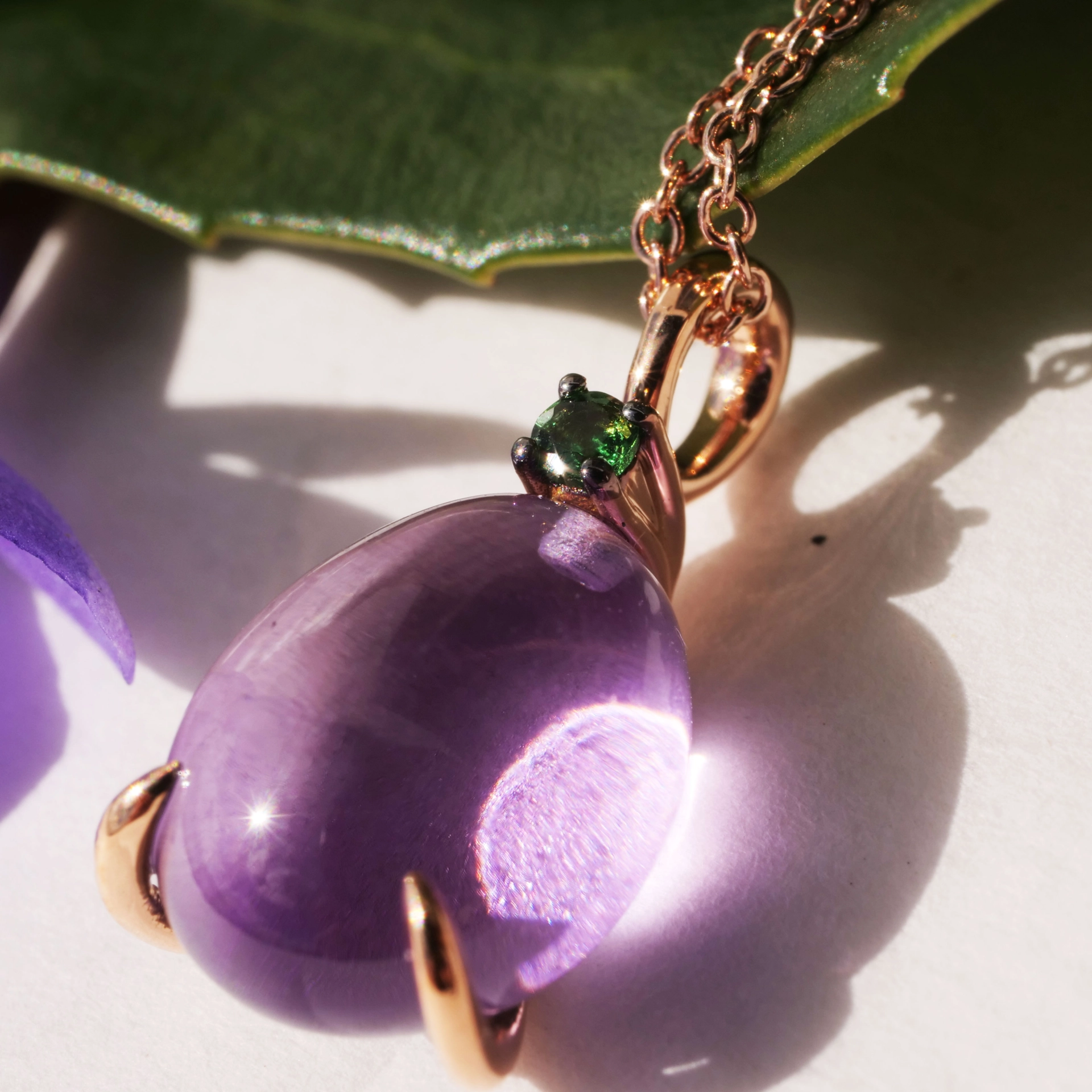 Drop Pendant...soo sweet...with amethyst and tsavorithe...made in Italy