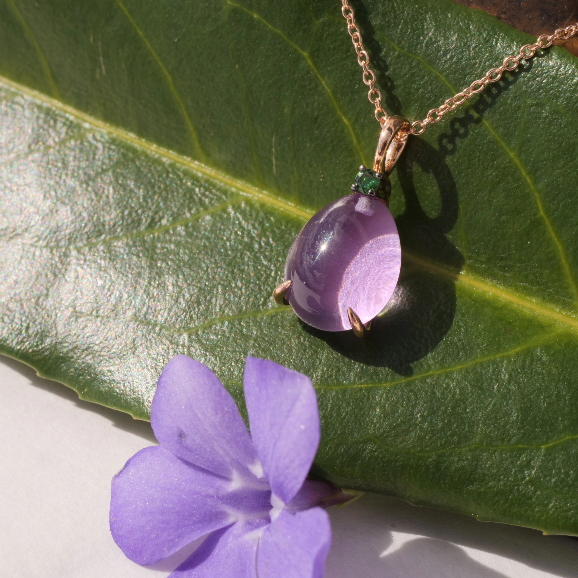 Drop Pendant...soo sweet...with amethyst and tsavorithe...made in Italy