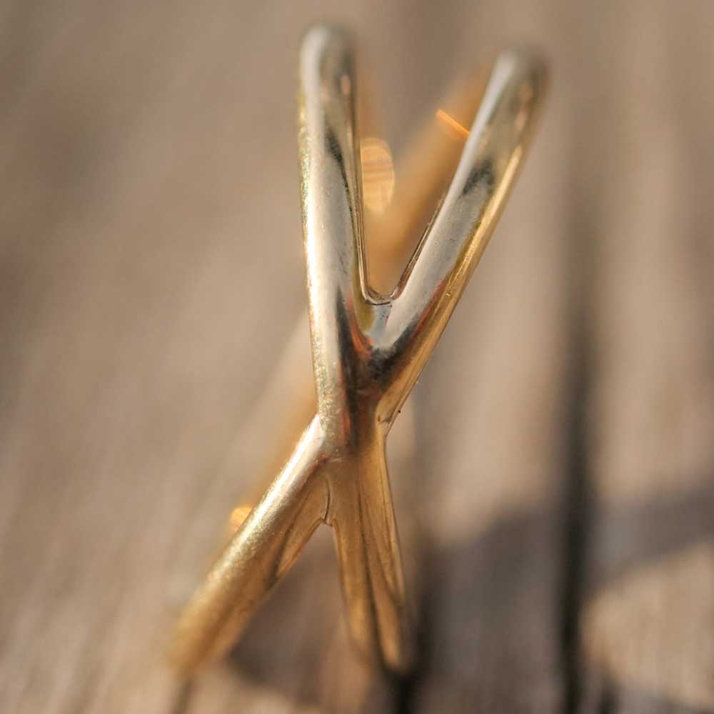 Guido Maria Kretschmer Jewellery Double Rail Ring in 375 Yellow Gold 17 mm D.