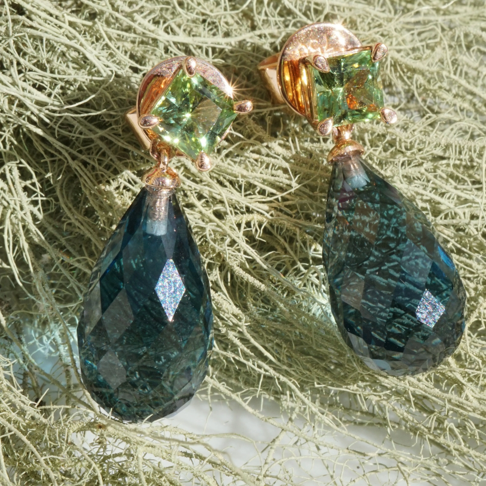 Ohrstecker Blautopas Peridot 750er Rosegold GREAT WE CELEBRATE COLORS