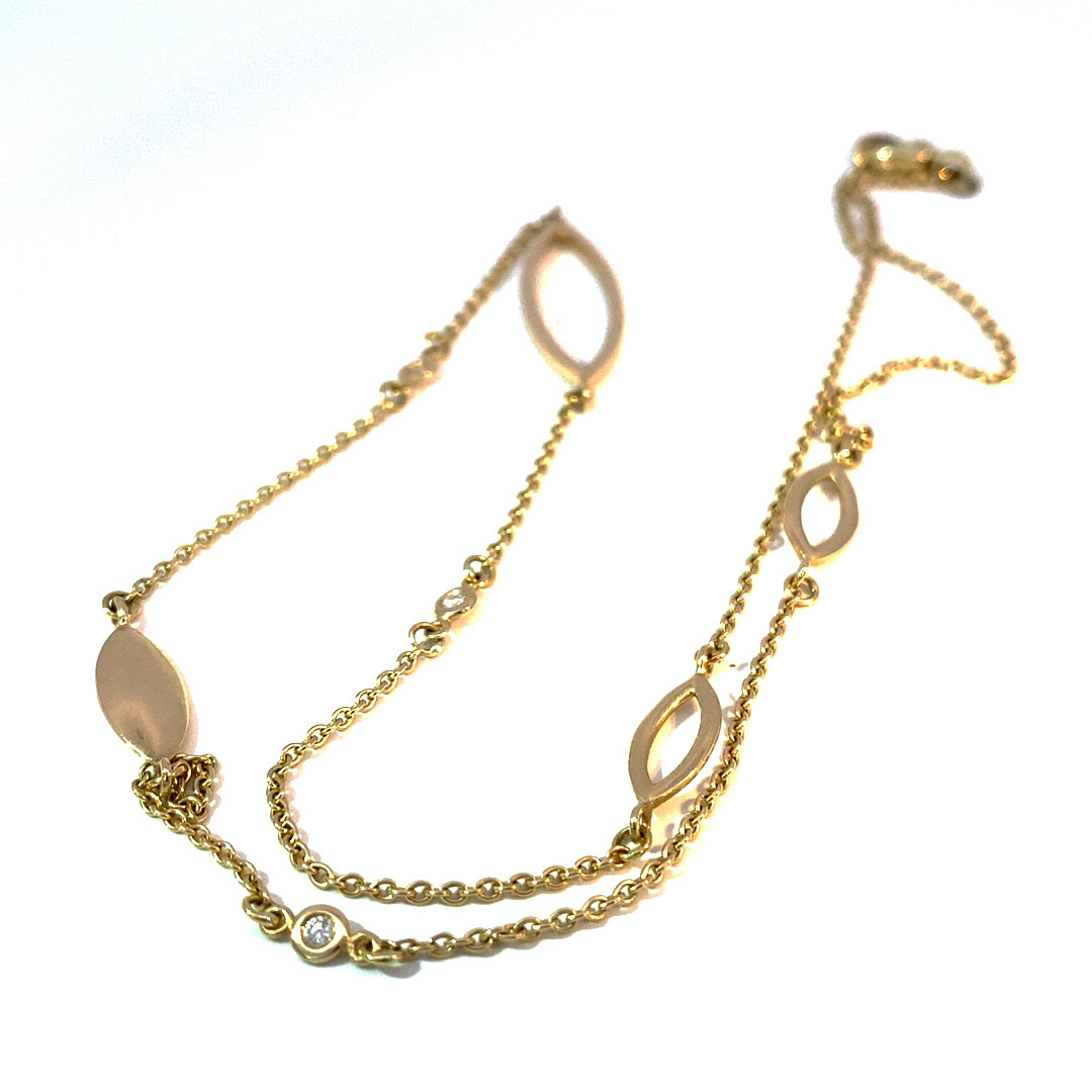 Brilliant Necklace by Silhouette Jewellery Pforzheim in 585 Yellow Gold 0.06 ct W SI