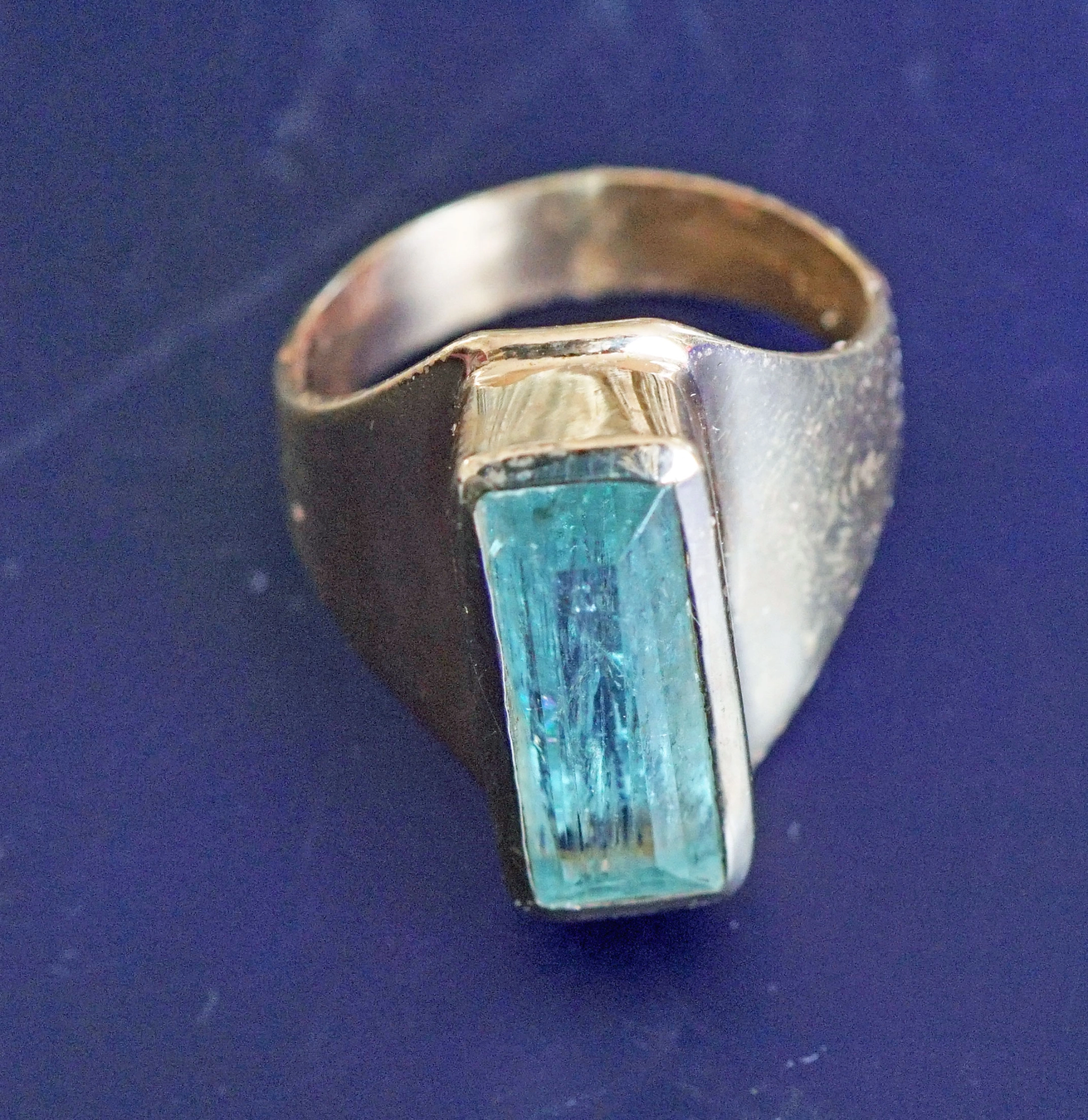 AQUAMARIN Ring Silber rosevergoldet 20 x 9 mm Handarbeit tolle intensive Farbqualität
