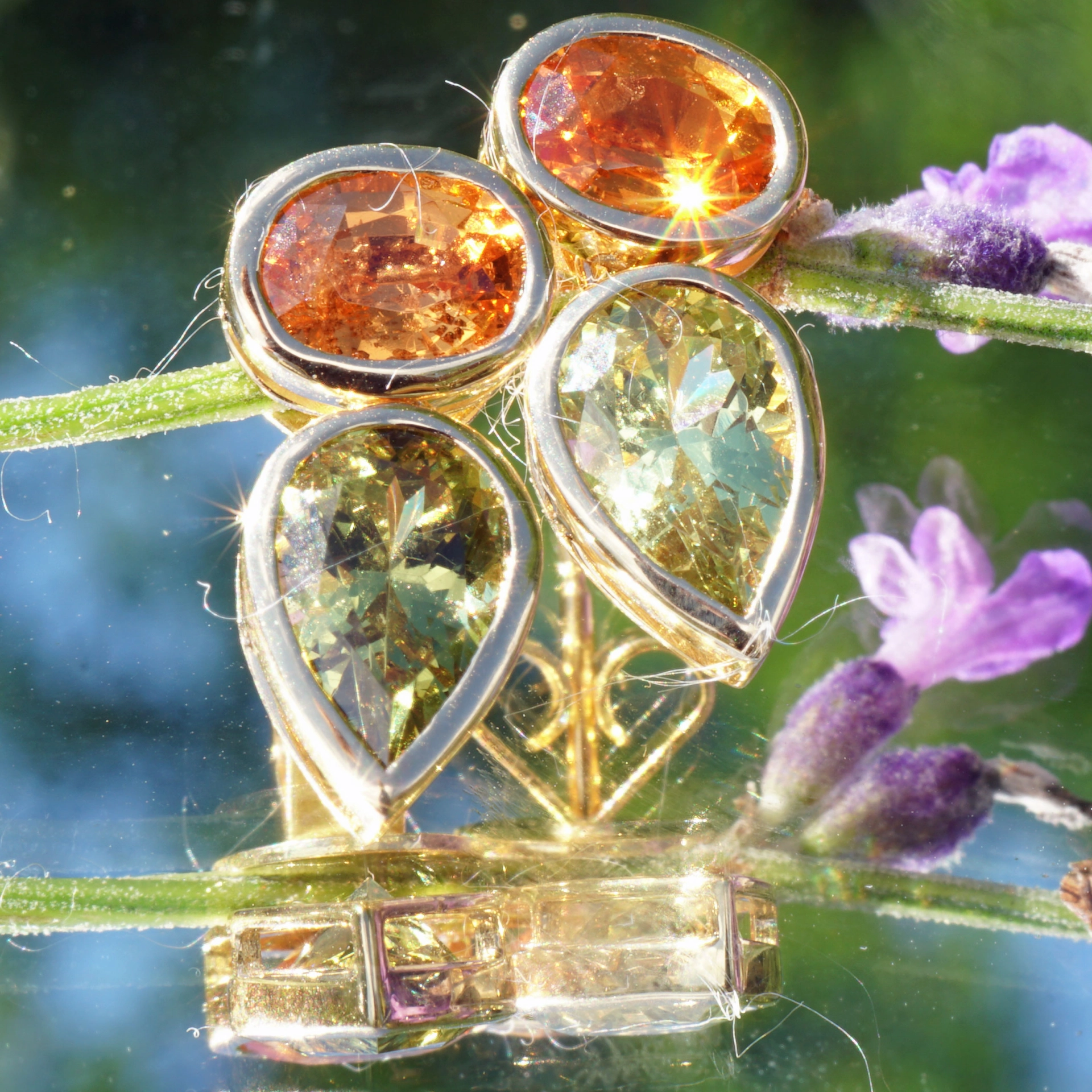 Exotic colors....Mandarin Garnets from Nigeria and Andradite Grossular Garnets  from Mali..