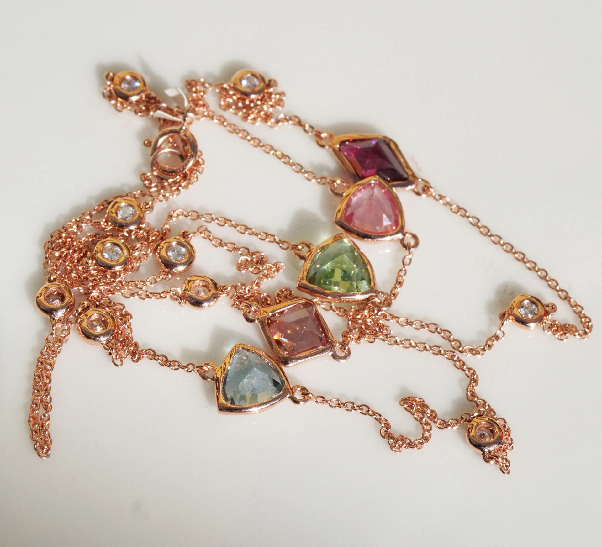 Collier Edelsteine Brillanten 750er Gold CONFETTI COLORS MIX 60 cm