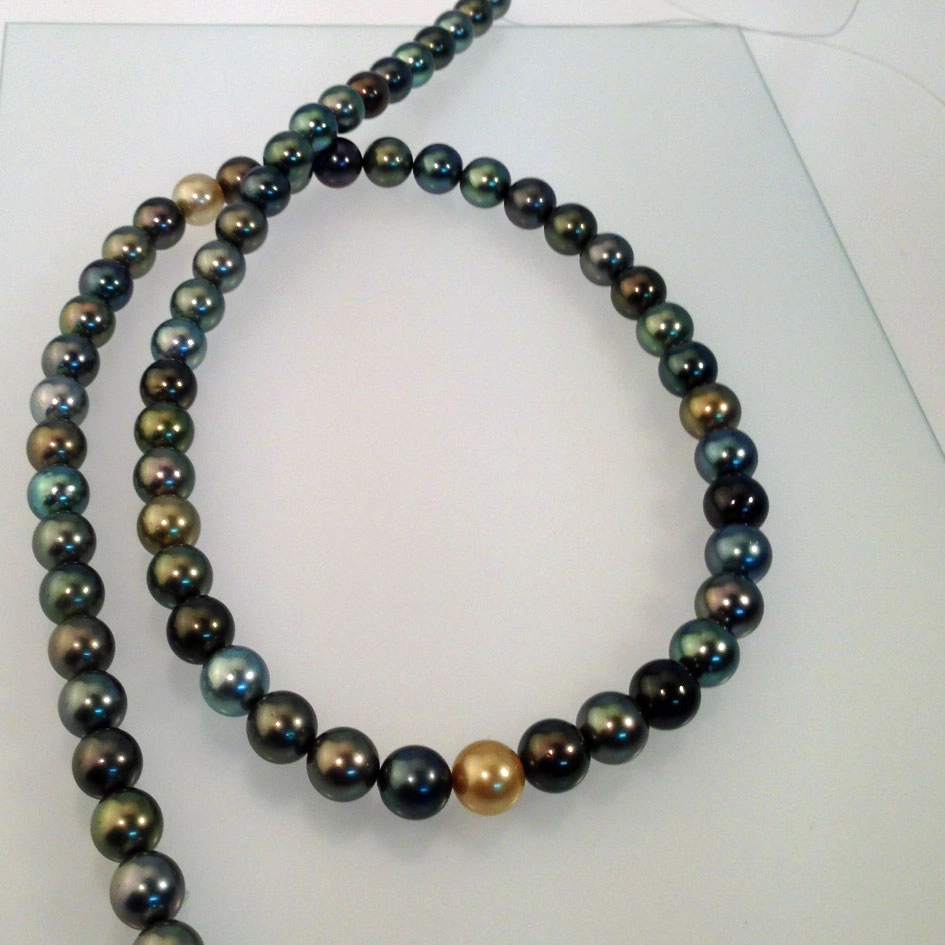 Opera Tahiti Zuchtperl Kette multicolor 12-13 mm rund AAA+ 90 cm