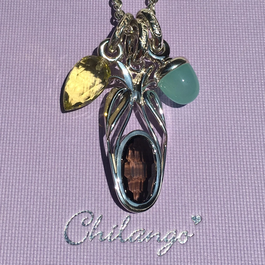 CHILANGO Anhänger RAINBOW DROP JUNIOR Rauchquarz 925er Silber 60x20 mm orig Etui