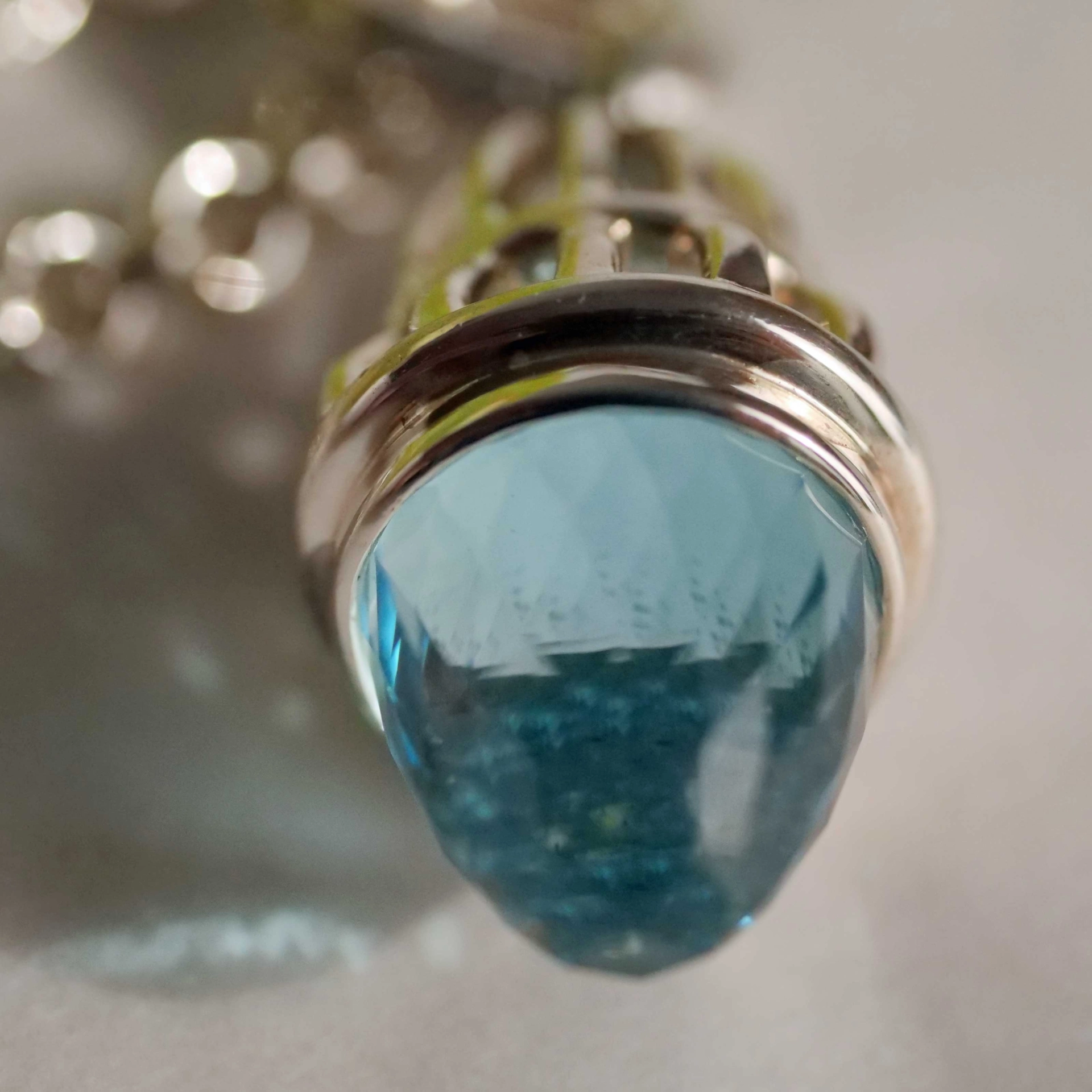 Pendant Fairytale 2 with fine Sky Blue Topaz in a special Cut 925 Silver