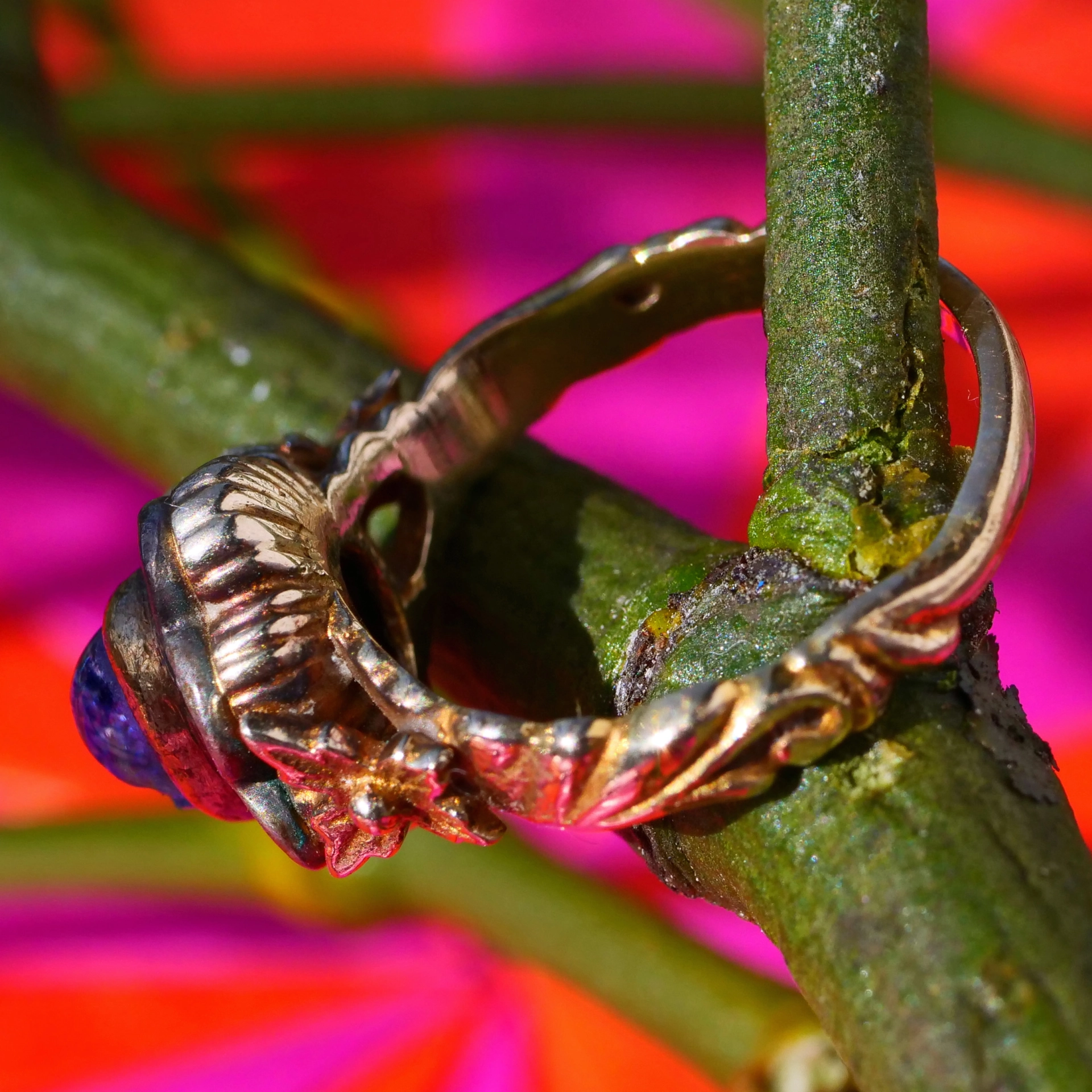 Vintage Ring 14 kt Yellowgold historic Style Saphir Diamonds