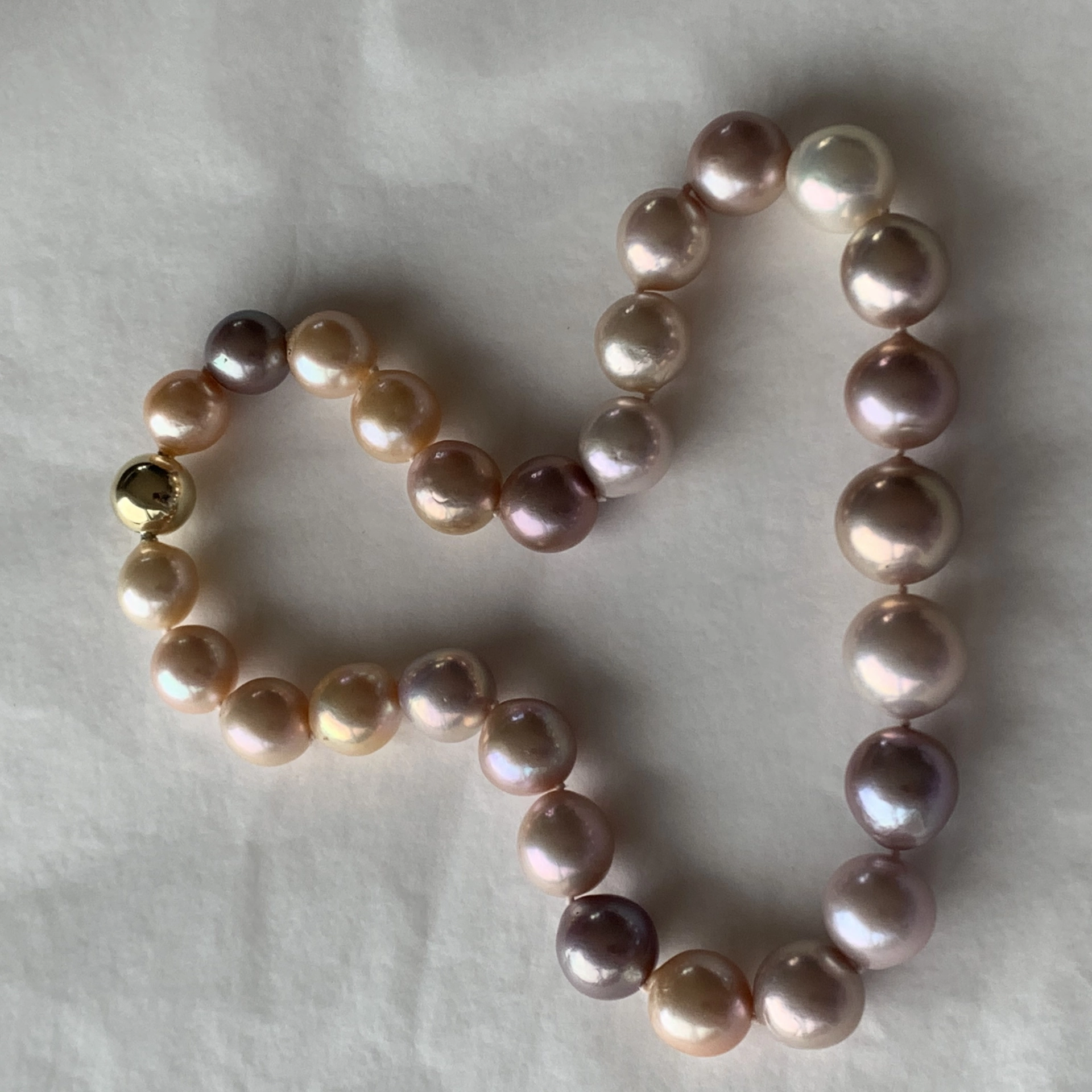 Ming Zuchtperl Collier AAA 13,1-17 mm natur pink-aprikot-rund-l-unrundy
