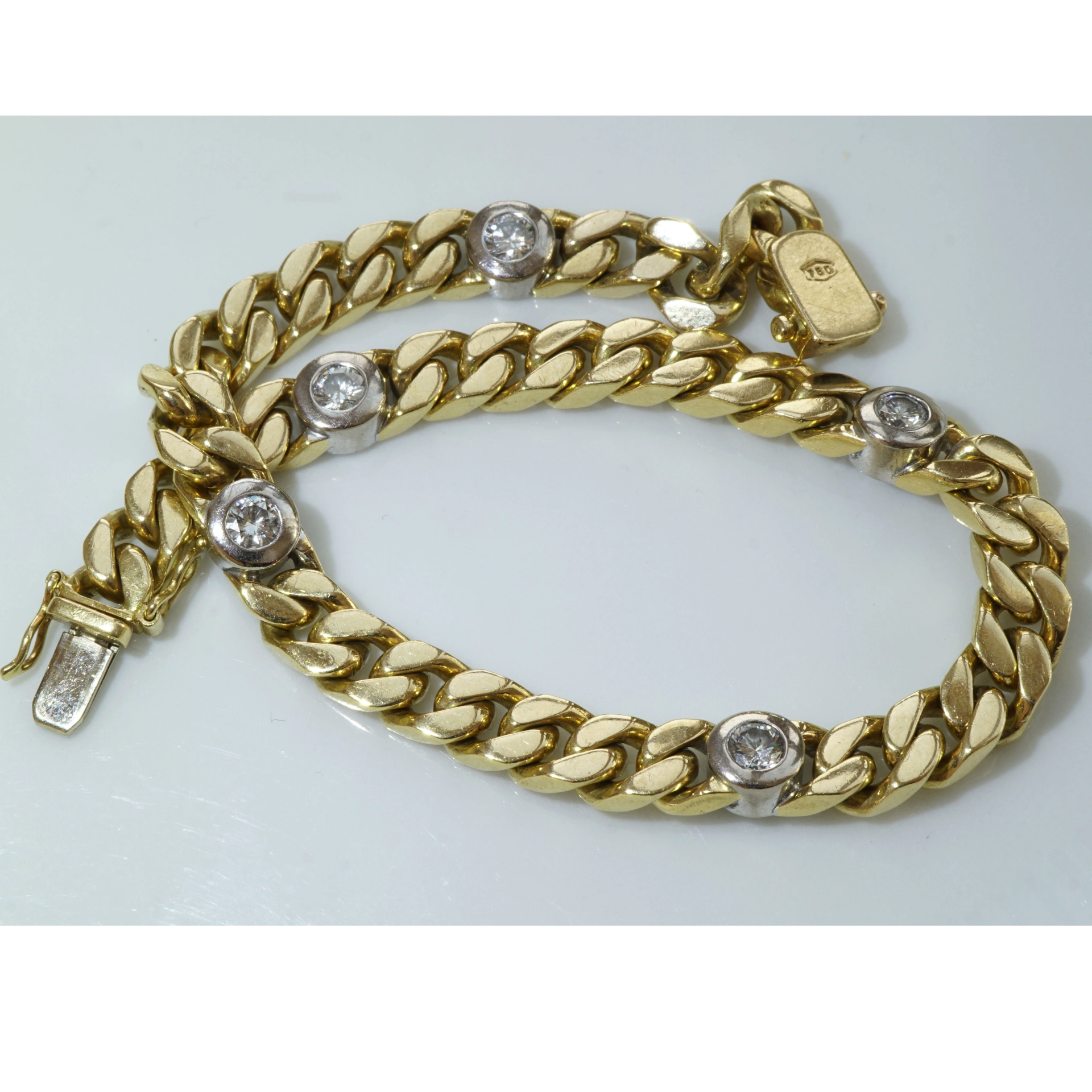 Armor Bracelet with Diamond 18 kt Yellowgold and Whitegold 40 grams 0.50 ct TW VS-SI