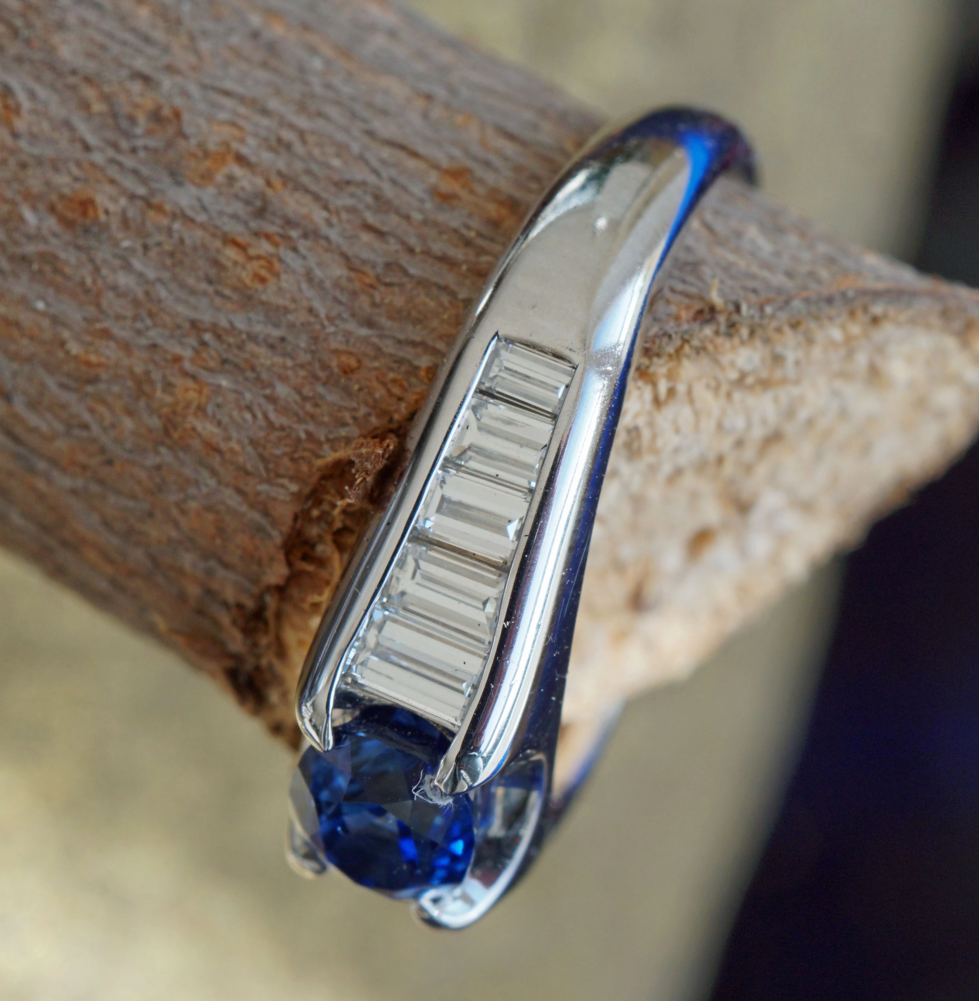 Saphir Diamant Ring in 900er Platin