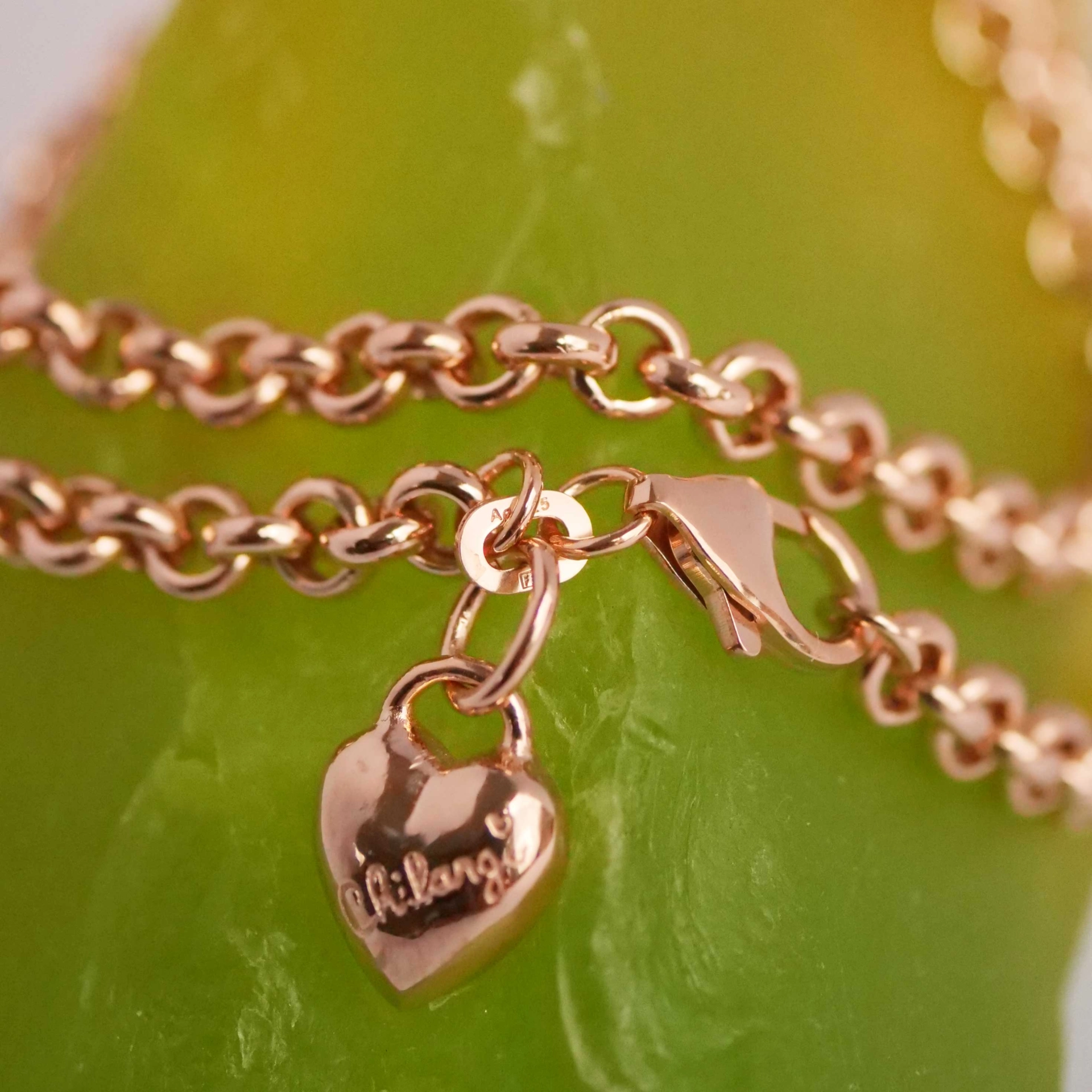 Chilango 5 mm Rollo Chain in 45 cm 925 silver 18kt rose gold plated