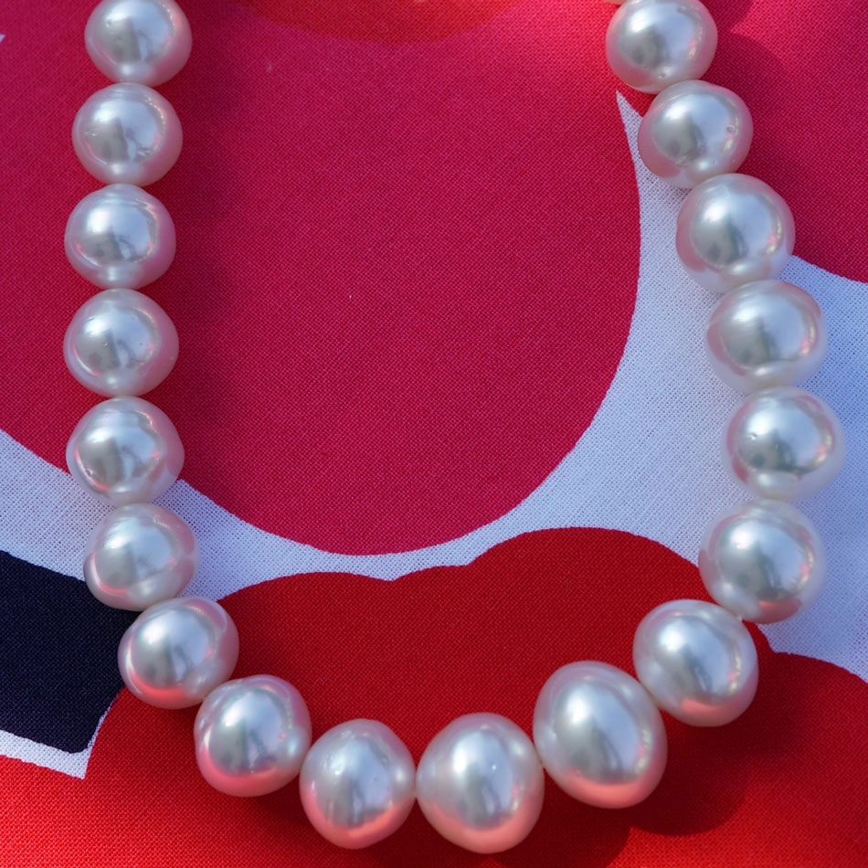 Südsee Zuchtperl Collier 45,5 cm 16,5-13 mm weiß Lüster phantastisch