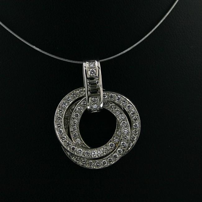 Brillant Anhänger 900er Platin Trinity 1.69 ct Feines Weiss Lupenrein