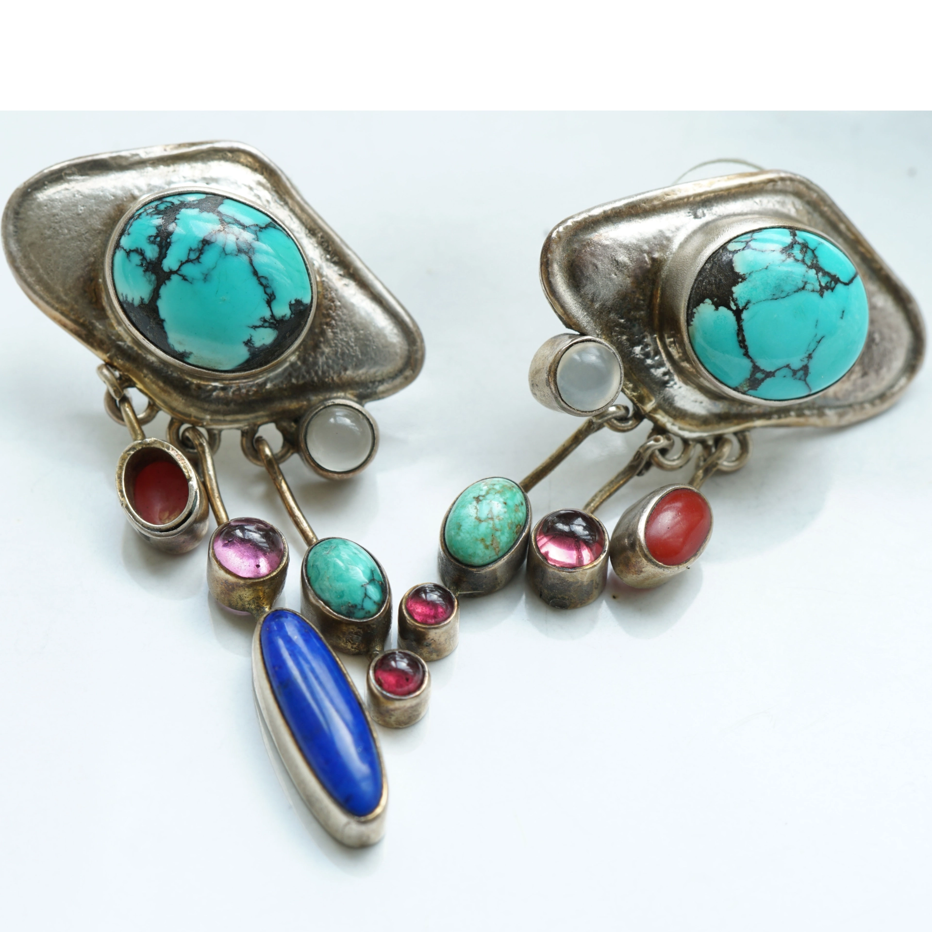 Turquoise Gem Ear Studs Silver.....indian Summertime...