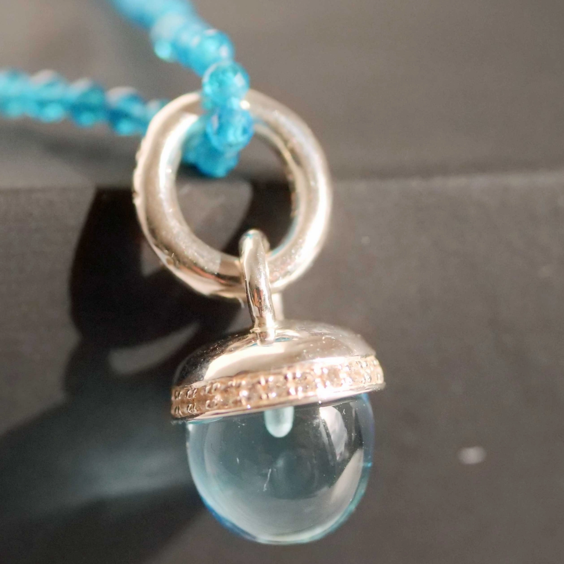 Blue Topaz Pendant Drop Shrine with white Zircons from the Lifestyle Jewelry Manufacturer Chilango