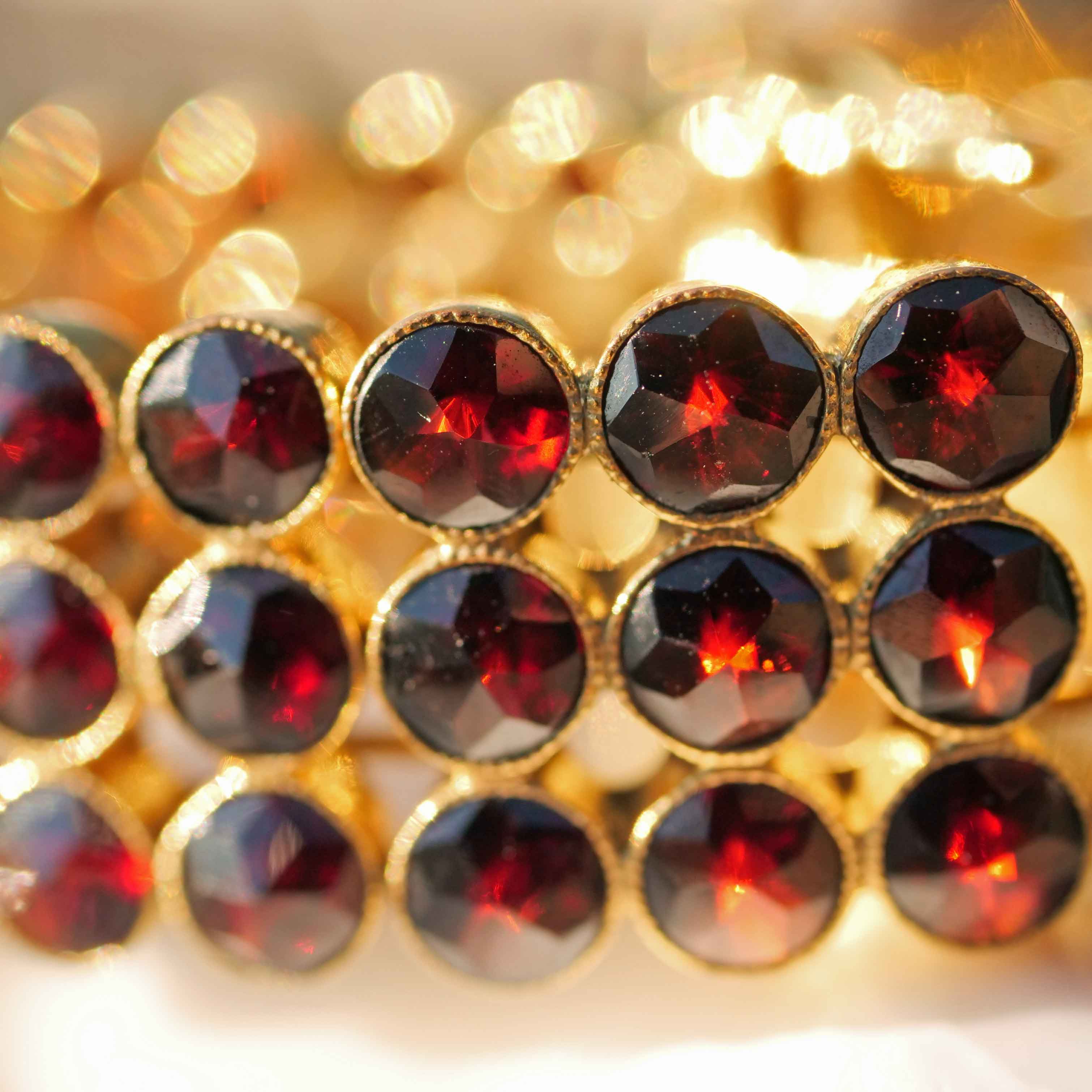Bohemian Garnet Bracelet Silver goldplated 1900 hallmarked RF